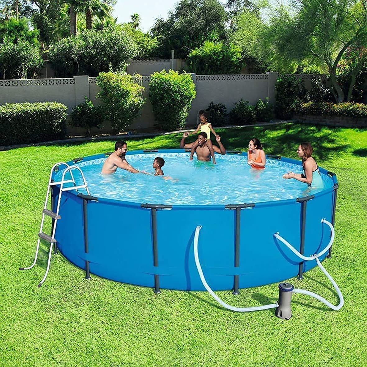 33Inch Above Ground Swimming Pool Ladder - 2 Step A-Style Metal Frame with Non-Slip Plastic Steps, Gray | Heavy Duty Steel Construction for Safety | Perfect for Inground & Above Ground Pools, Backyard, Vacation Homes