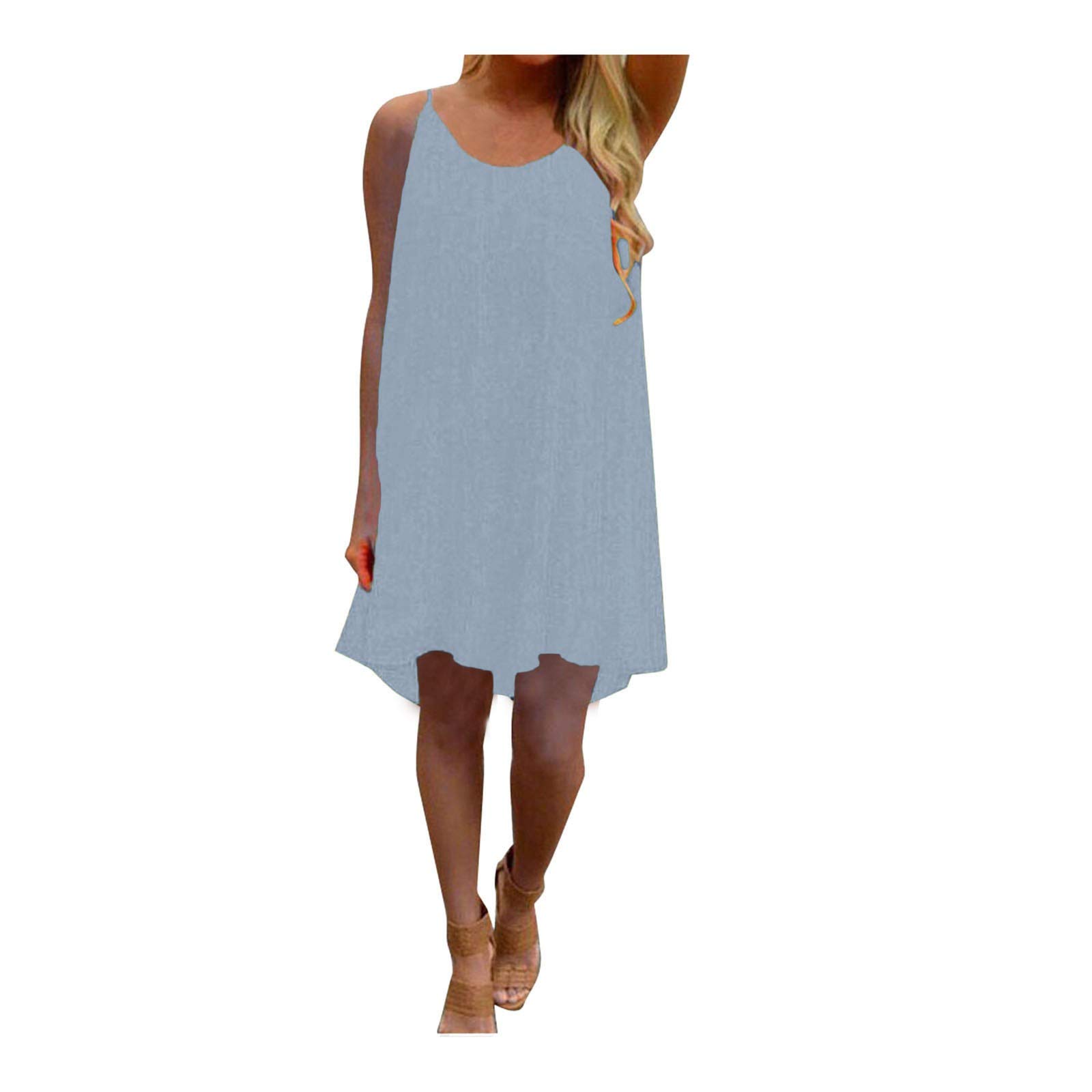 Women's Summer Chiffon Beach Dress - Blue for Outings & Vacations