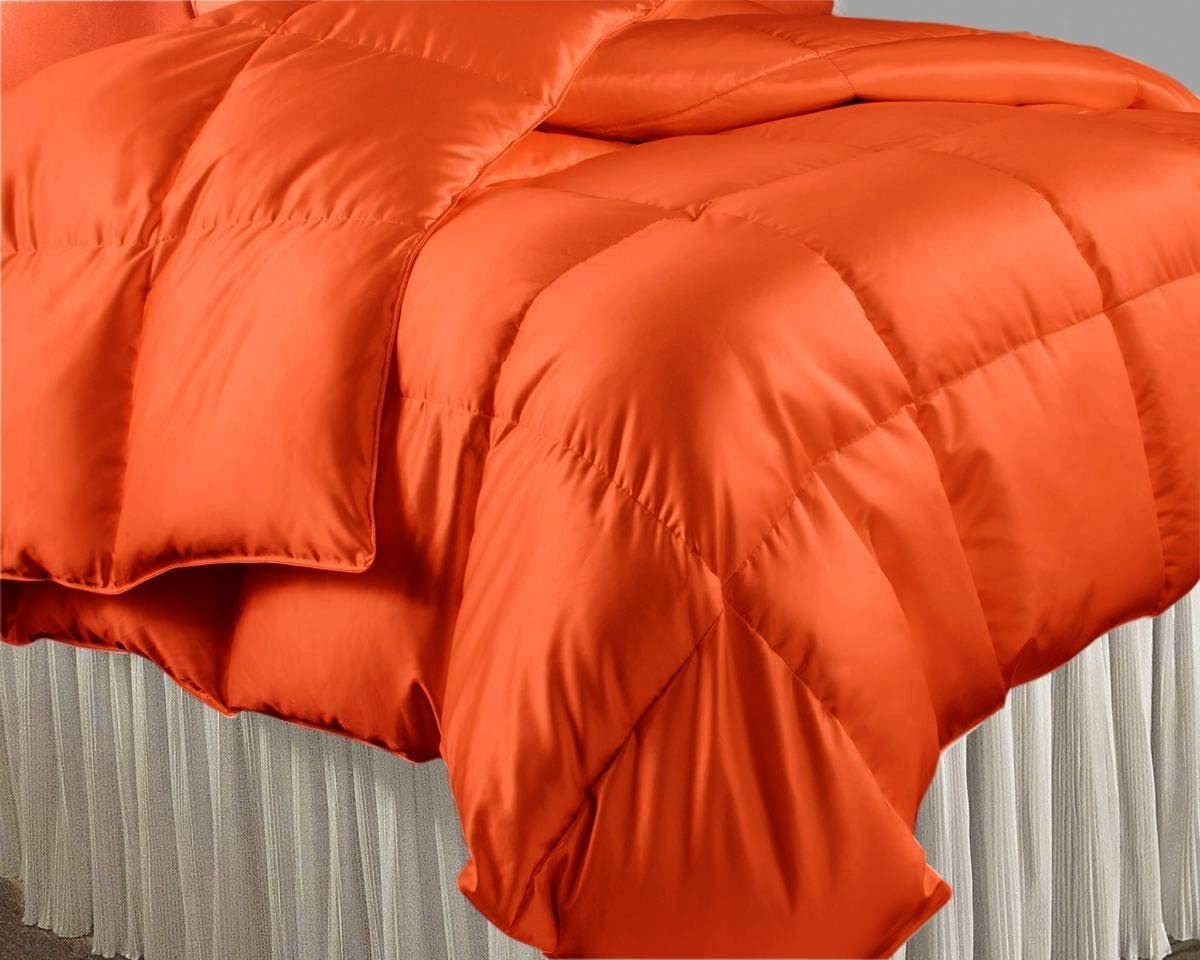 1 Piece Full/Queen Size Silk Comforter Set - Orange Satin Luxury Bedding, Ultra Soft Silky Quilt with Pillowcases | Perfect for Master Bedroom, Guest Room & Cozy Home Decor