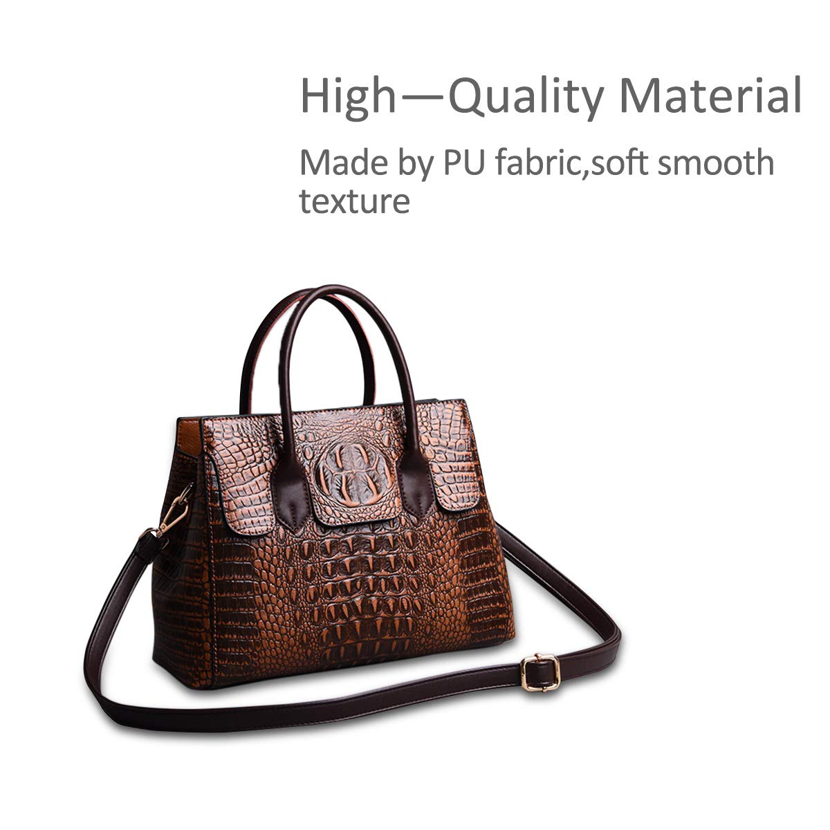 NICOLE & DORIS Women's Luxury Crocodile Print Top Handle Handbag - PU Leather Fashion Purse for Work, Party & Daily Use