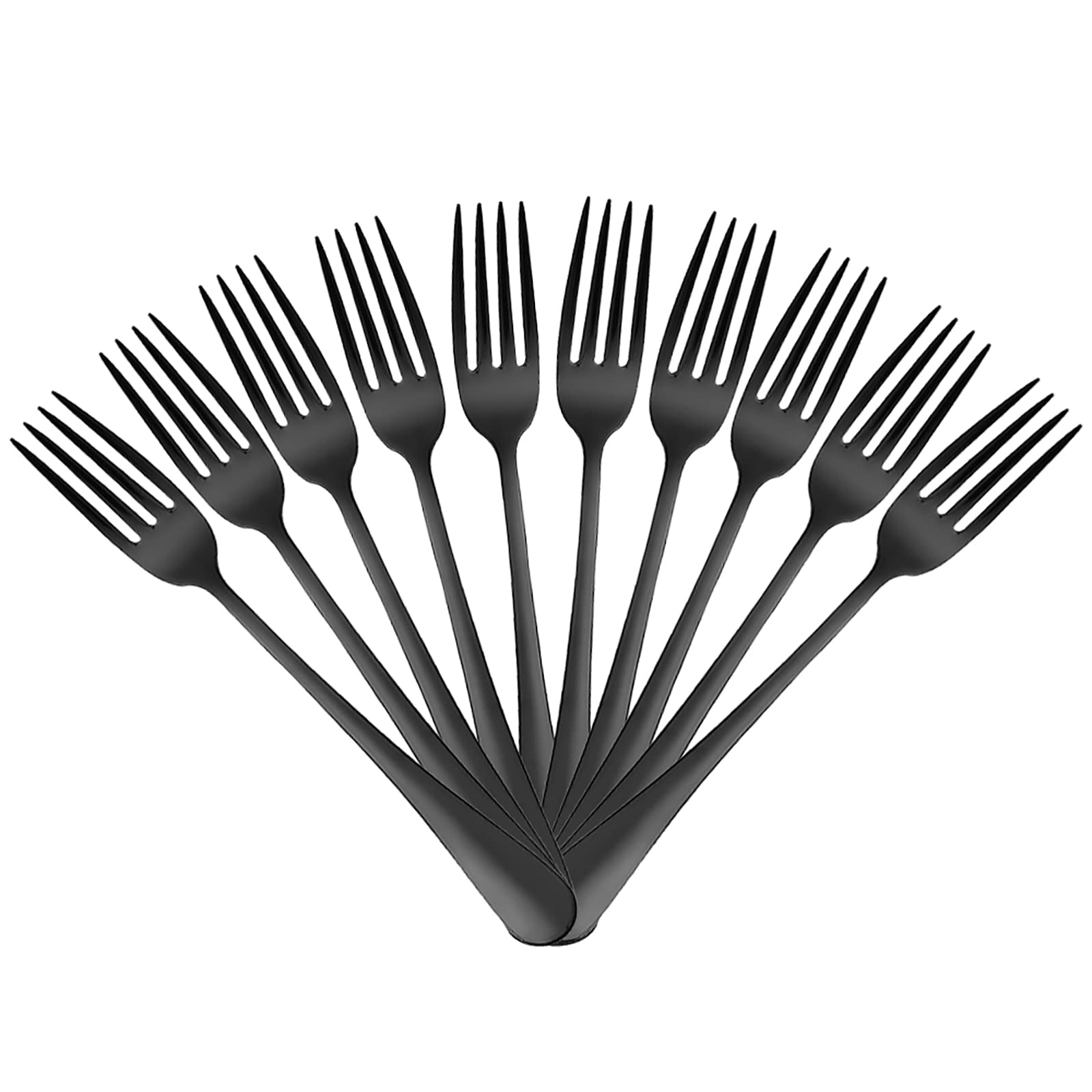 Premium 10-Piece Stainless Steel Dinner Forks Set - Reusable Black Silverware Cutlery for Restaurants, Catering & Home Dining | Durable & Elegant Flatware