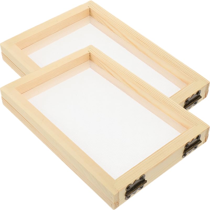 CORHAD Classic Wooden Frame Paper Making Kit - 2pcs DIY Handmade Paper Screen Printing Frames with Mould & Deckle - Perfect for Handcrafted Paper, Dried Flower Art, Scrapbooking & Home Decor - Natural Wood & Silk Screen