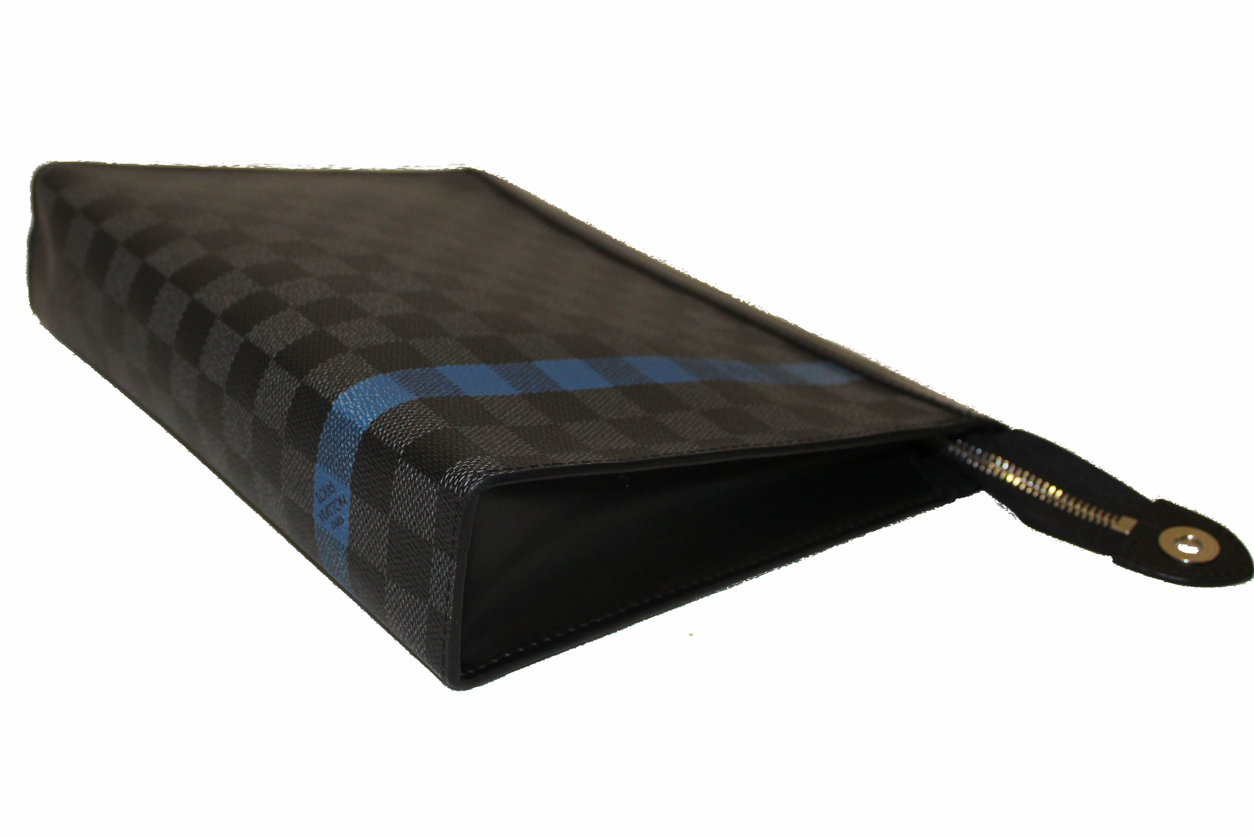 Authentic Louis Vuitton Damier Graphite Stripe Pochette Voyage MM Clutch Bag for Women - Luxury Crossbody Purse for Travel, Dinner Dates & Night Out