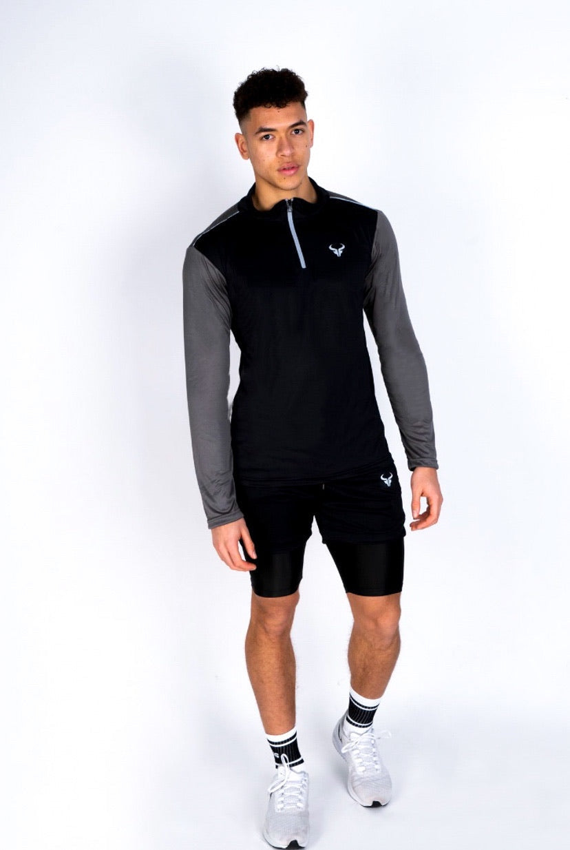 Cerus Black Flex 1/4 Zip Pullover - Lightweight Performance Quarter Zip Sweatshirt for Men | Gym, Running & Outdoor Activities