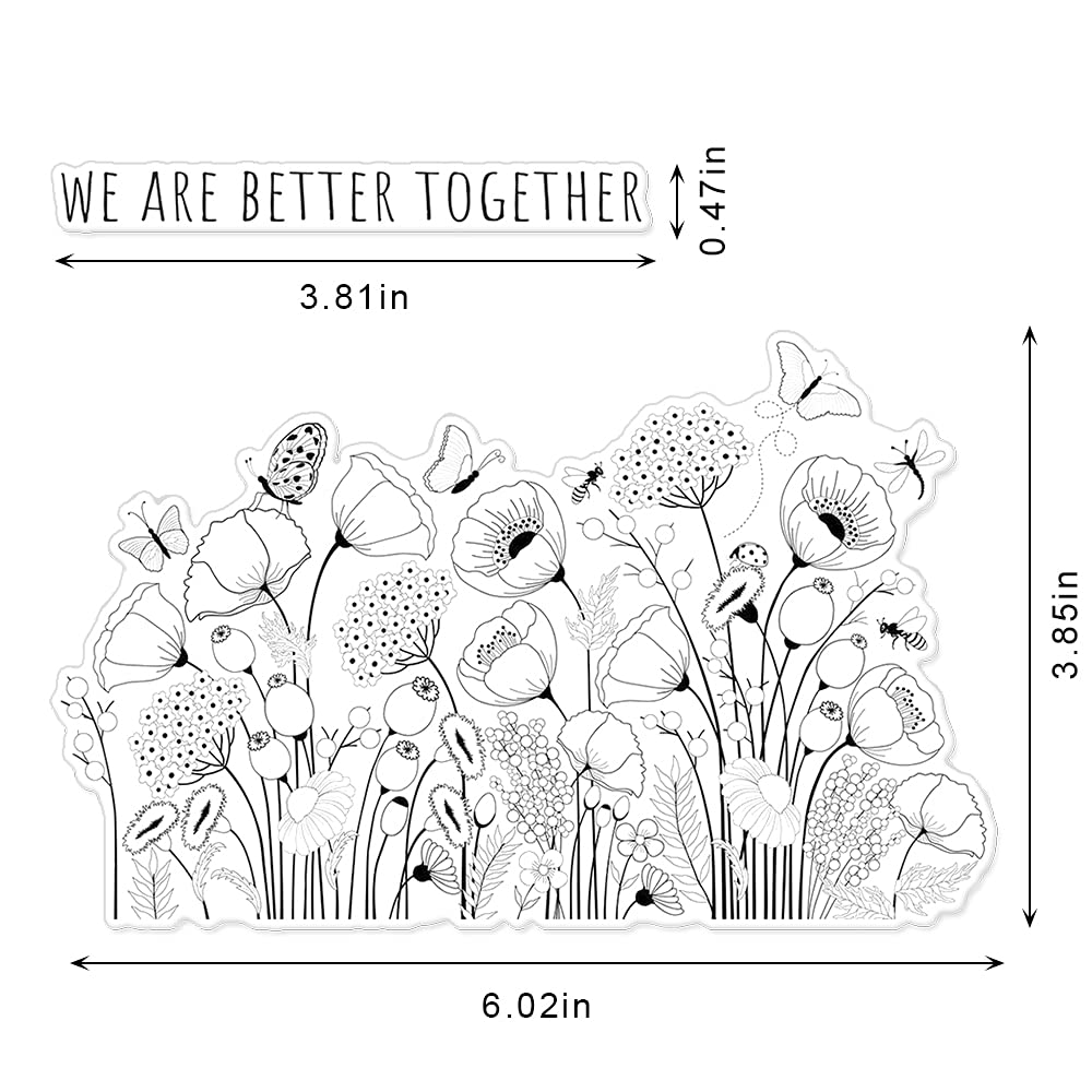 Spring Butterfly Flower Clear Stamps for Card Making - Bee & Floral Leaf Rubber Stamps for Scrapbooking, DIY Photo Albums, Invitations & Journal Decorations | Perfect for Handmade Greeting Cards, Wedding Invitations & Memory Books