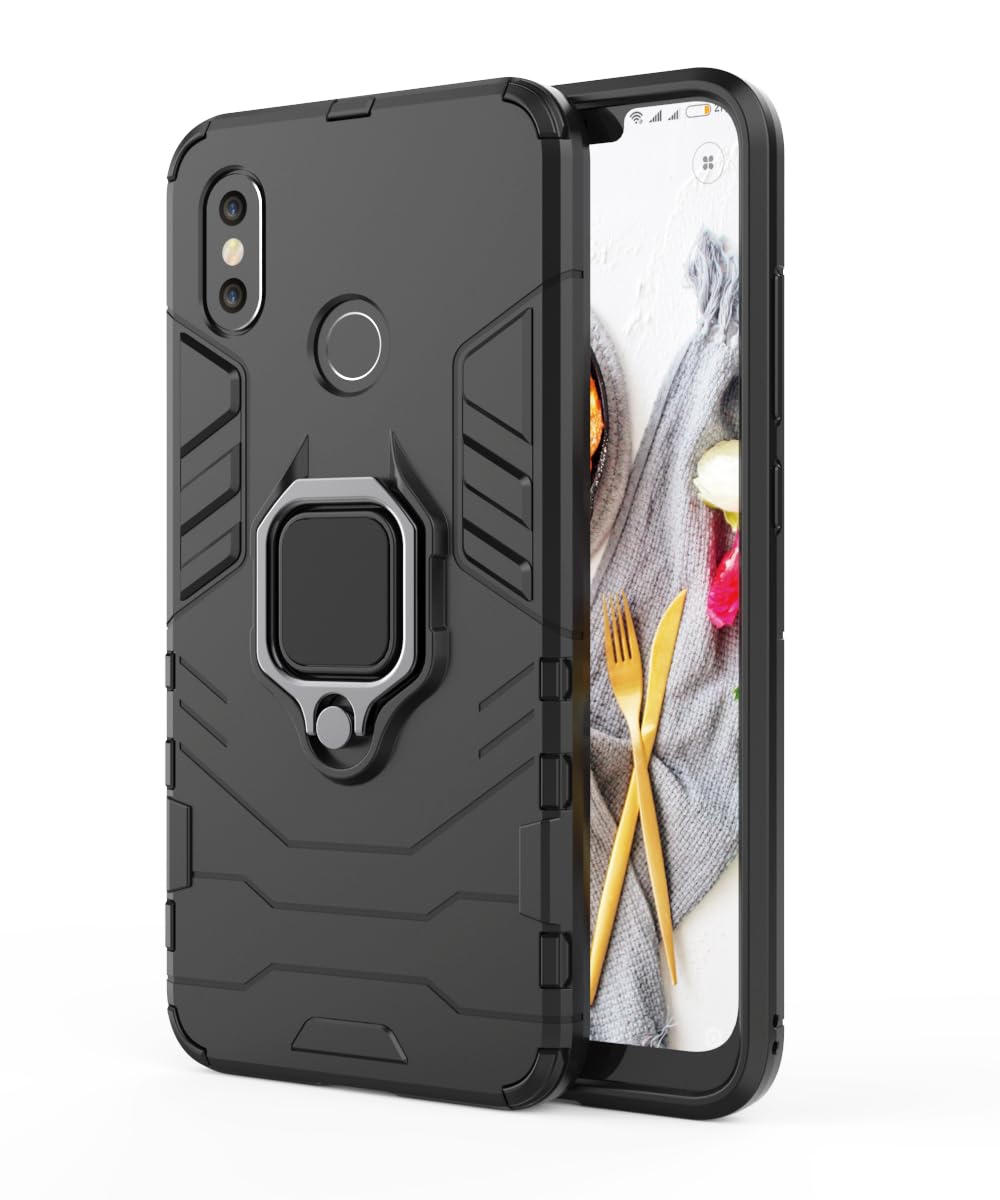 SORAKA Xiaomi Mi 8 Case with Ring Holder & Magnetic Plate - Slim Soft TPU Protective Cover for Xiaomi Mi 8 Smartphone - Perfect for Car Mounting, Hands-Free Use & Daily Protection (Black)
