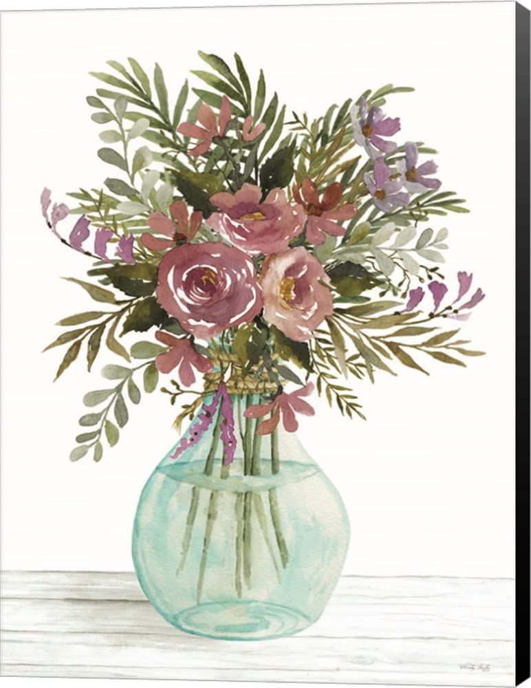 Purple Blush Bouquet Canvas Art by Cindy Jacobs - 12x16 Inch Museum Wrapped Wall Painting with Black Edges - Perfect for Living Room, Bedroom & Office Decor