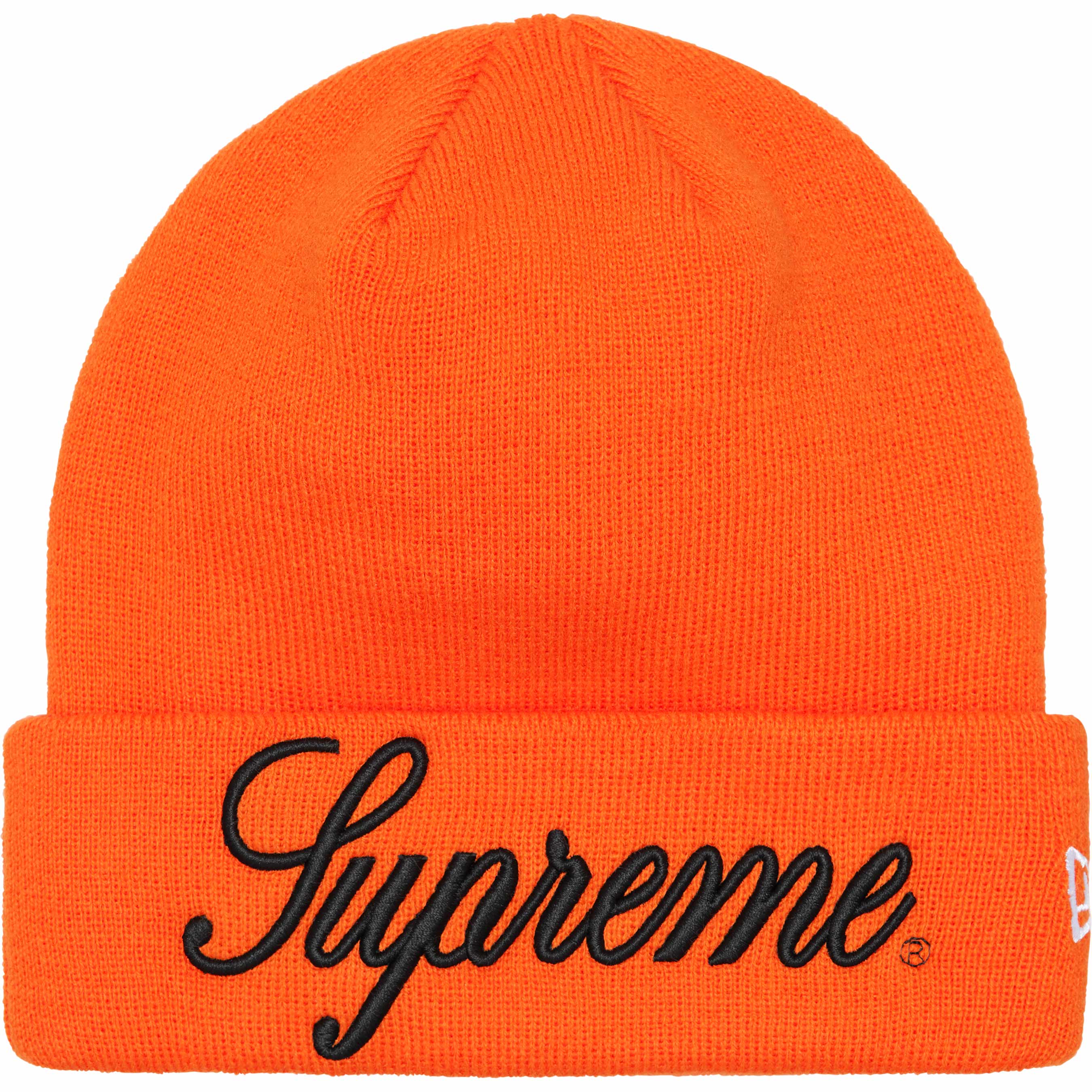 Supreme New Era® Script Beanie - Orange Beanie Hat for Men & Women - Winter Warm Knit Skull Cap for Outdoor Activities & Streetwear Fashion