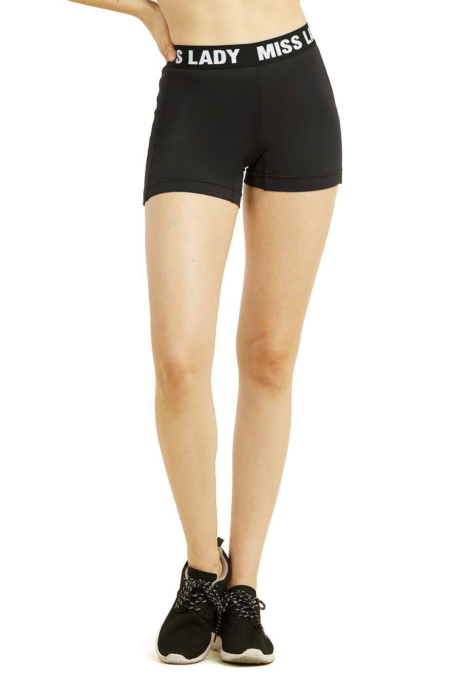 Women's High Waist Legging Shorts - Breathable Workout Shorts for Running, Yoga & Gym (Large, Black) - Perfect for Active Lifestyles & Lounge Wear