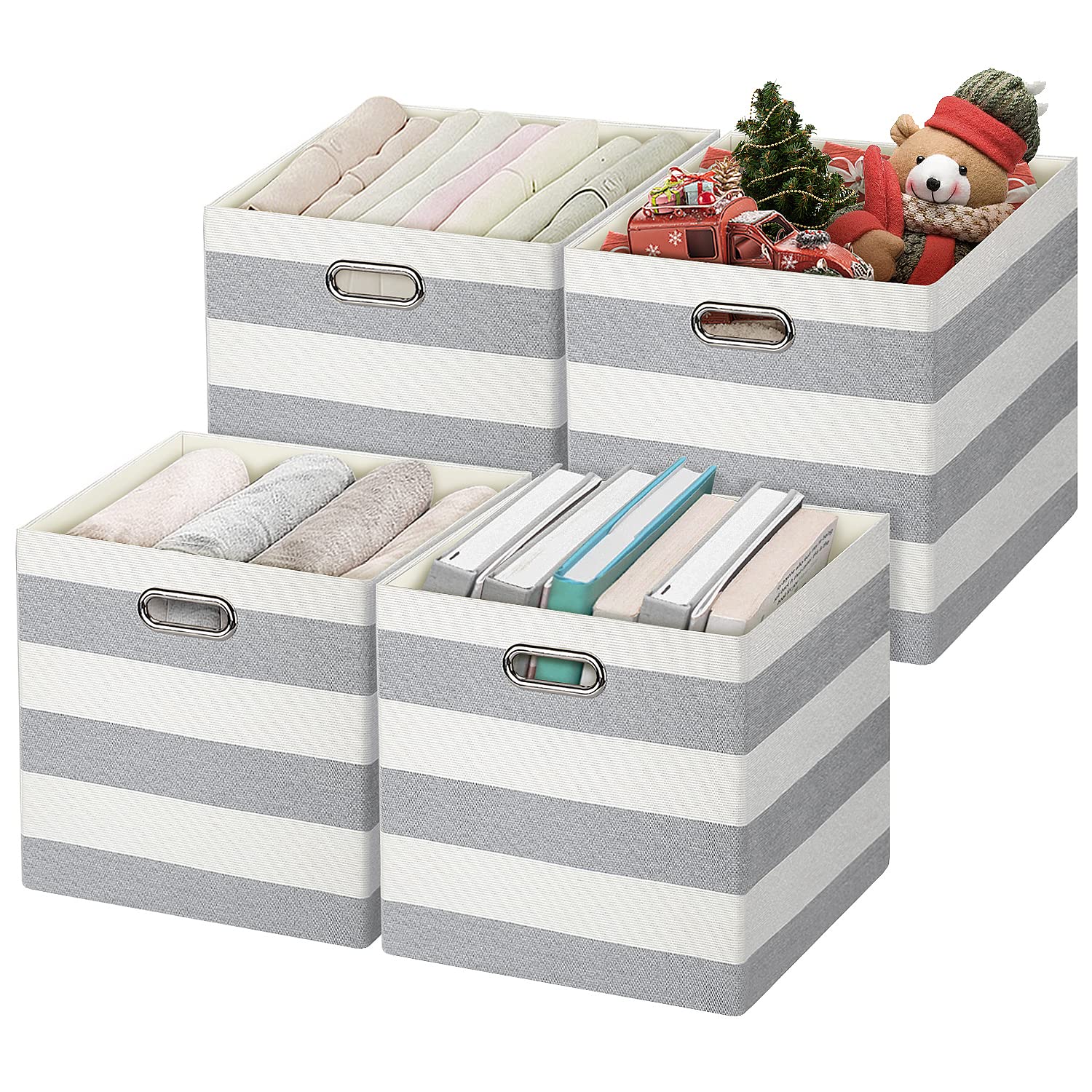 3X Thicker Fabric Storage Bins - Foldable 13x13 Storage Cubes for Home, Office & Nursery Organization