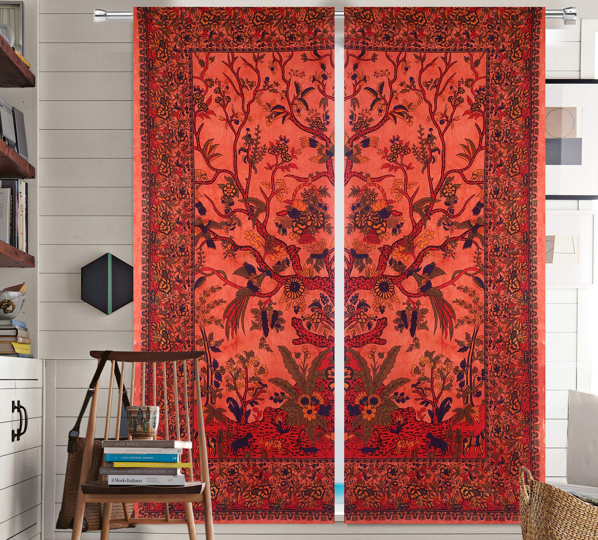 Hippie Bird Tapestry Curtains 80x82