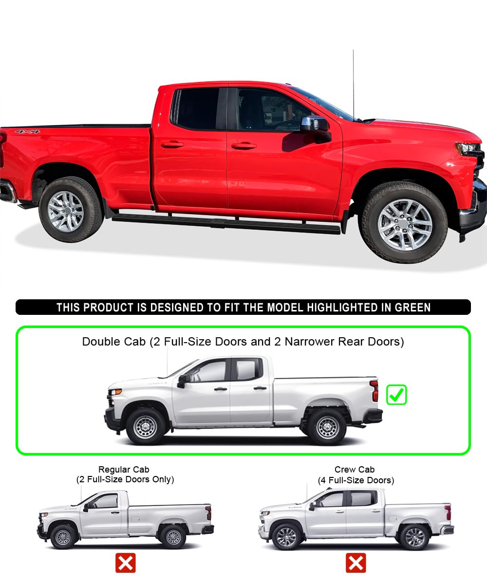 APS Side Steps for Chevy Silverado & GMC Sierra 1500 2019-2025 Extended Cab 6.5ft Bed | 2500/3500 2020-2025 | Excludes 1500 LD Models | 5