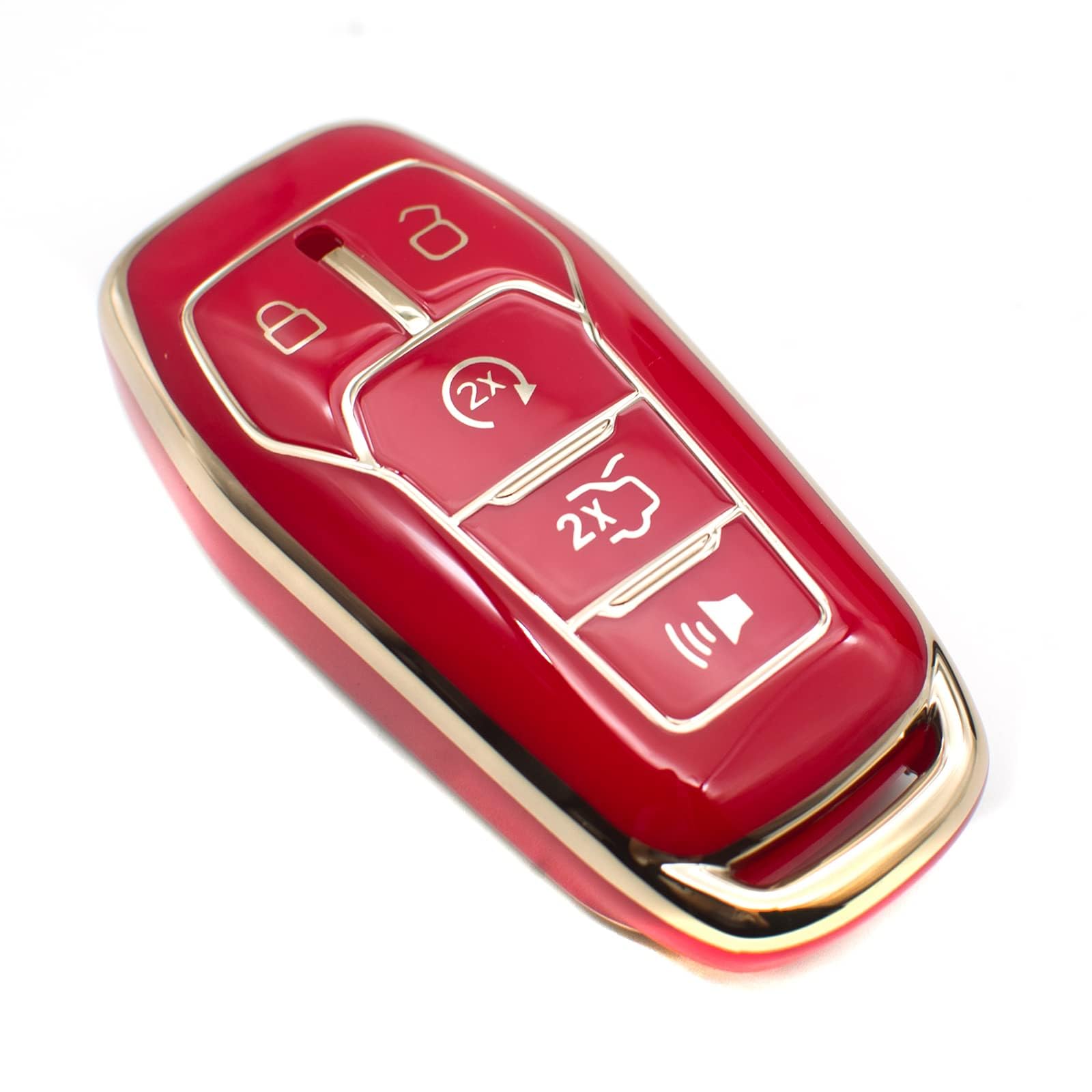 FEYOUN TPU Key Fob Cover for Ford Fusion F-150 Edge Explorer Mustang & Lincoln MKZ MKC - Durable Remote Keyless Entry Protection Case (Red) - Perfect for Everyday Use and Car Key Protection