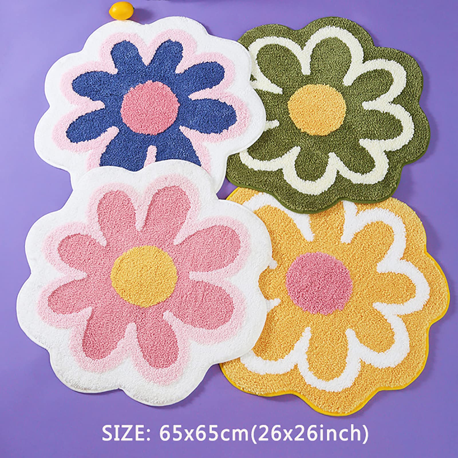 Non-Slip Absorbent Bath Mat - Soft Tufted Flower Shaped Bathroom Rug for Shower & Bathtub - Perfect for Bathroom Safety & Comfort, Ideal for Kids & Elderly Use