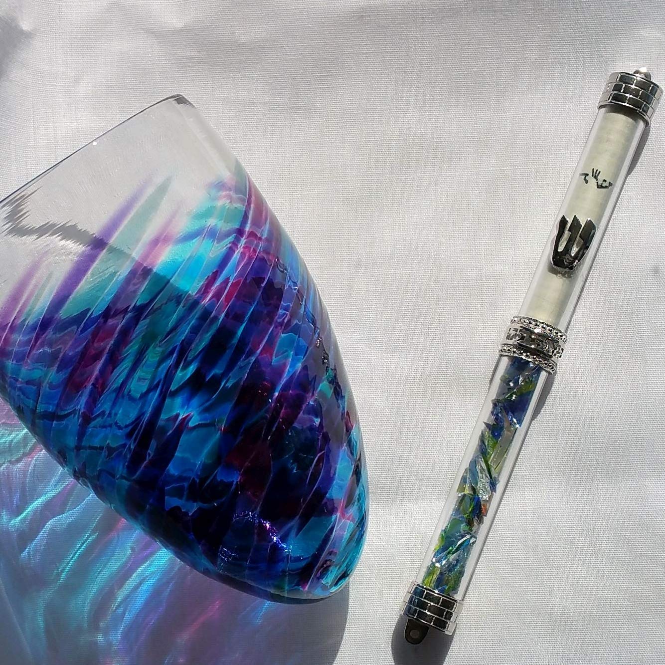 Jewish Wedding Glass Breaking Kit with Sterling Silver Mezuzah - Traditional Ceremony Set for Jewish Weddings, Bar Mitzvahs & Home Blessings
