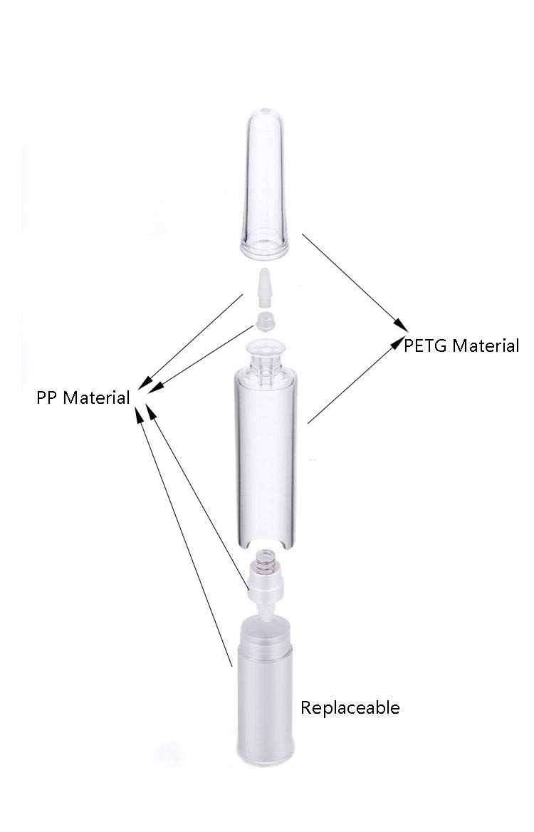 AKOAK 5ml Reusable Push-Type Vacuum Essence Bottles - Pack of 2 Plastic Ampoule Containers for Skincare, Serums & Essential Oils | Travel-Friendly & Leak-Proof Design
