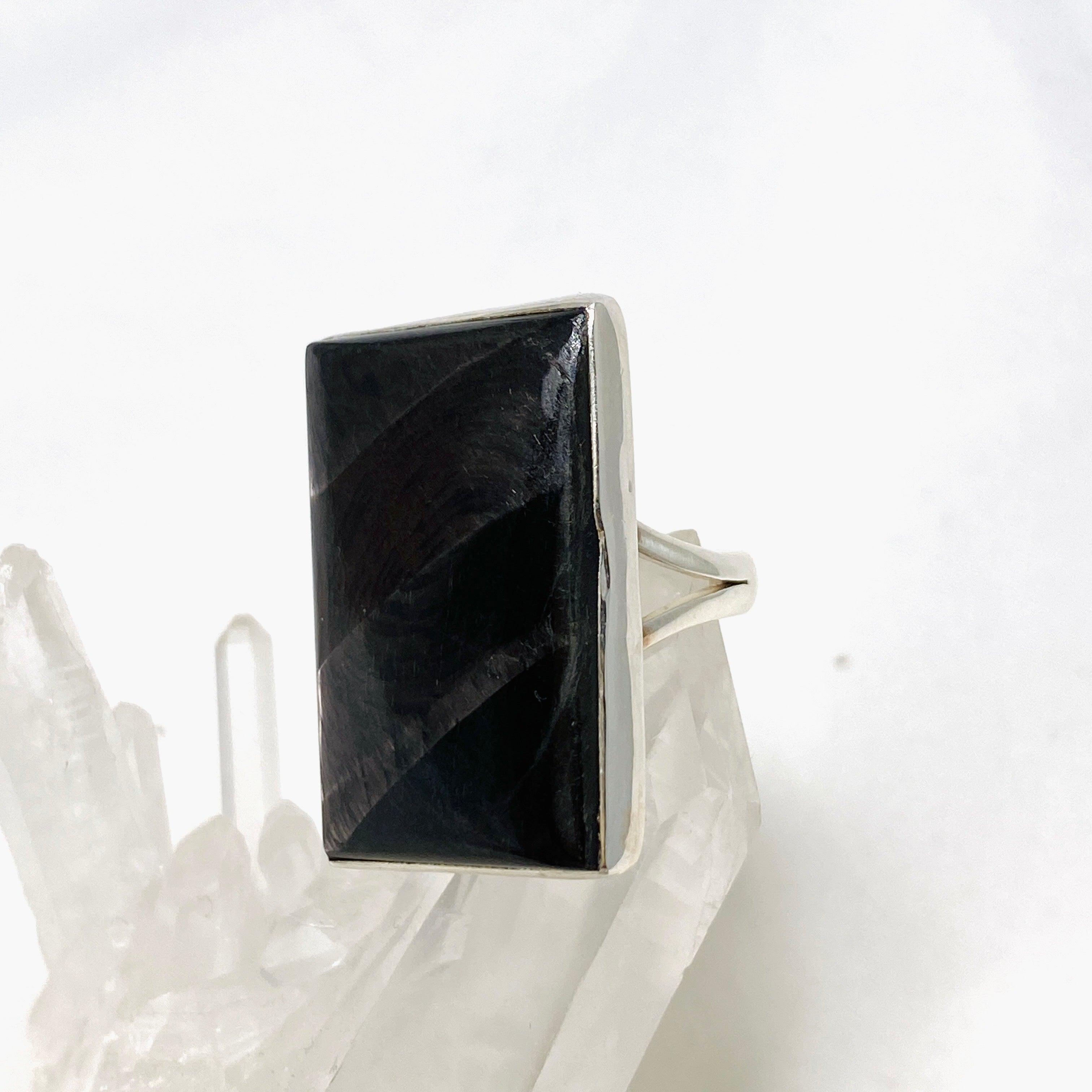 Hypersthene Rectangle Split Band Ring - Size 7 Sterling Silver Women's Jewelry KRGJ3153 | Elegant Gift for Birthday, Anniversary & Special Occasions
