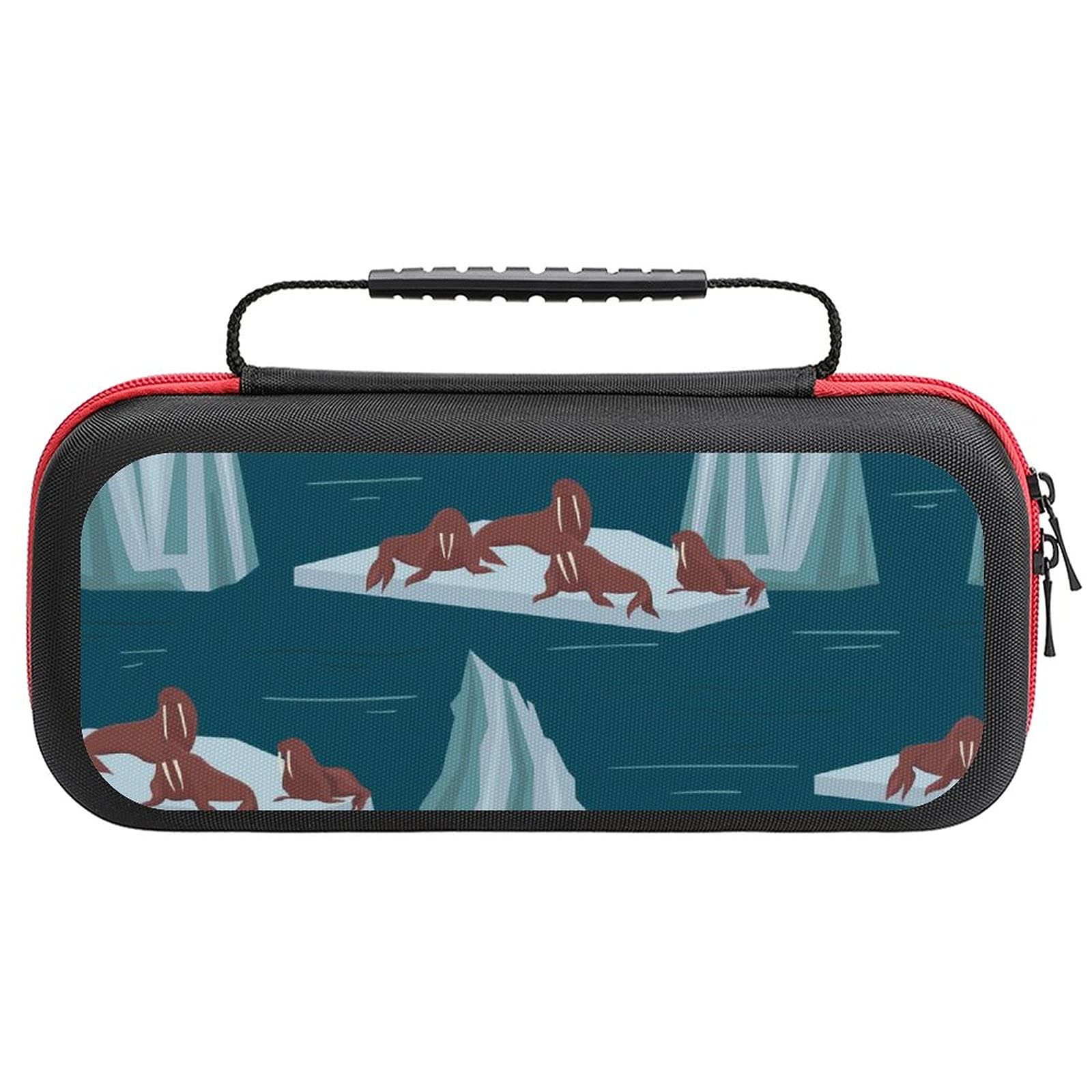 Family Walrus Printed Carrying Case for Nintendo Switch Lite & Accessories - Waterproof Travel Storage Bag with Padded Protection for Gaming Console, Joy-Cons, Cables | Perfect for Travel, Commuting & On-The-Go Gaming