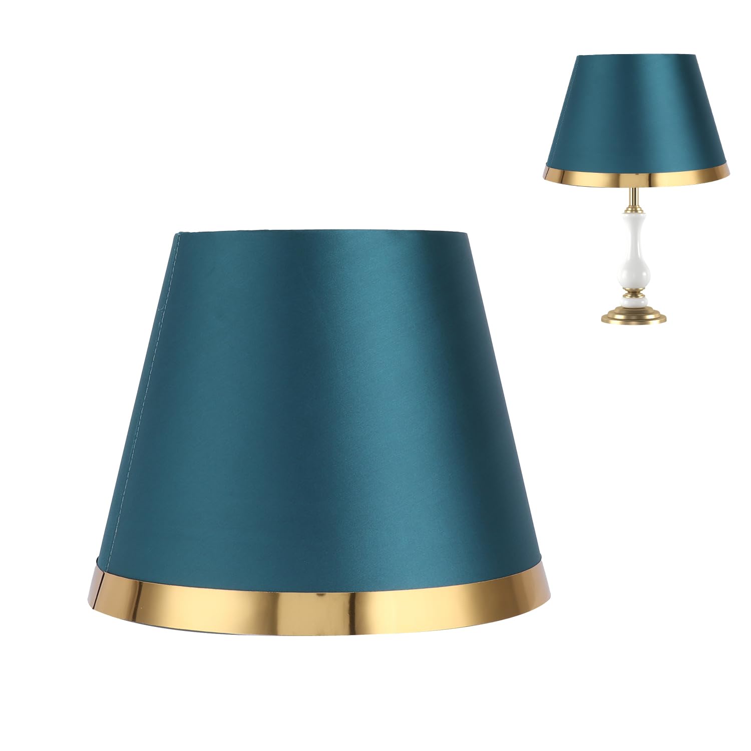 10 x 7.8in E27 Fabric Lamp Shade - European Style Simple Durable Lampshade for Table & Floor Lamps - Home Decor Lighting Accessory (Green) - Perfect for Living Room, Bedroom & Office Lighting