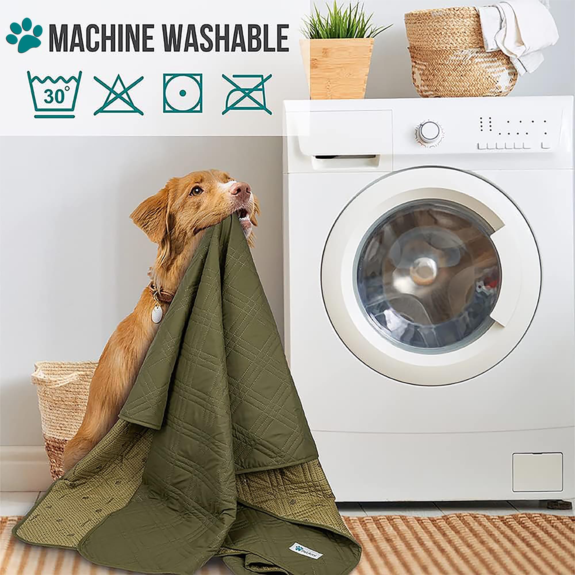 **PetAmi Waterproof Reversible Dog Couch Cover - 30x70 Inch Washable Sofa Protector for Pets, Green | Furniture Protector for Dogs & Cats | Perfect for Couches, Beds & Car Seats**