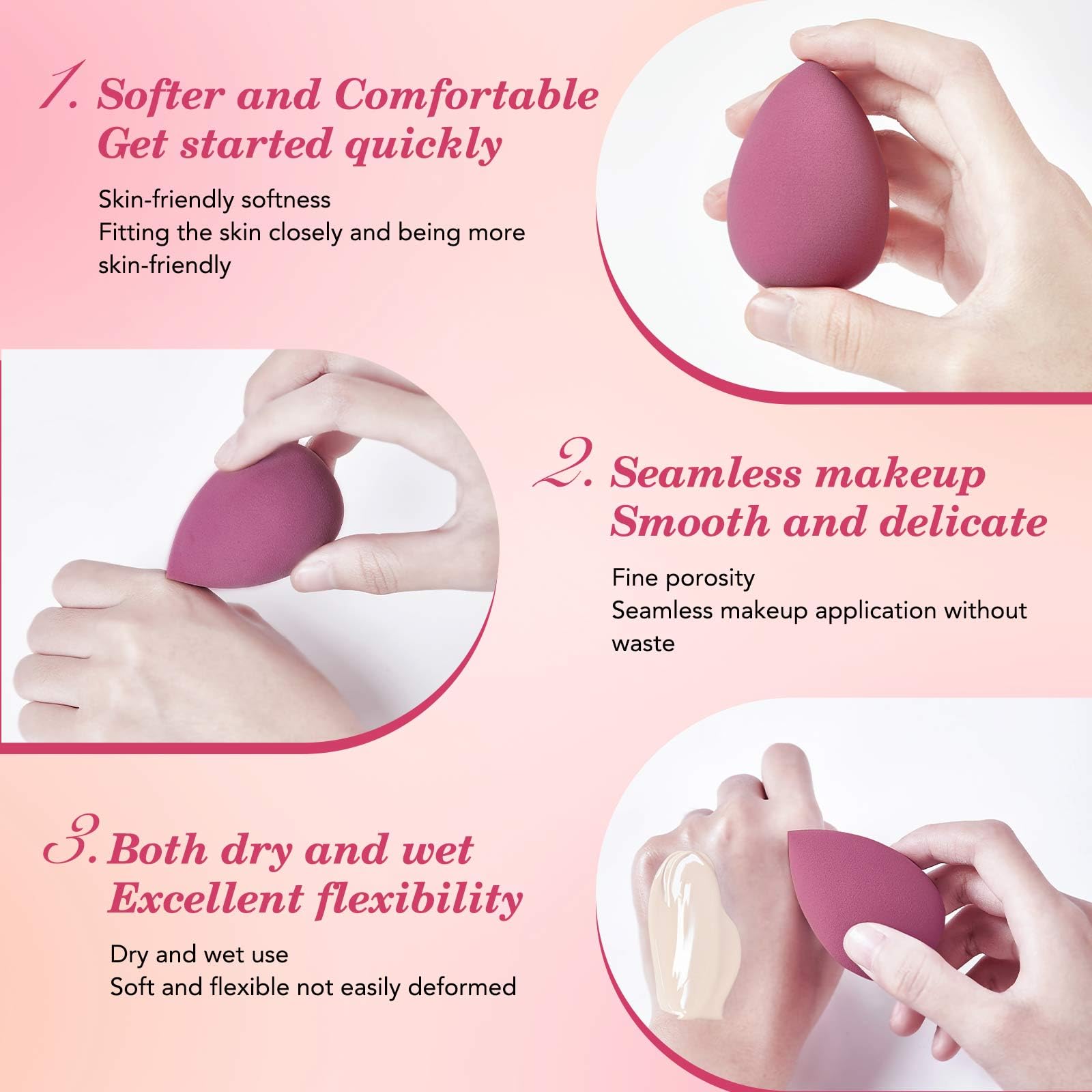 14PCS Makeup Sponge Set - Professional Beauty Blender Sponge for Flawless Foundation Blending, Includes 3 Mini Makeup Sponges & 4 Triangle Powder Puffs - Ultra Soft Cosmetic Applicators for Liquid & Powder Makeup - Perfect for Daily Makeup, Travel & Professional Makeup Artists