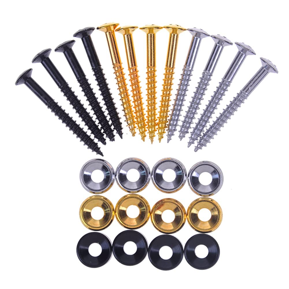 4-Piece Guitar Bass Neck Mounting Screws Set with Nuts & Ferrules - Perfect for Guitar & Bass Neck Joint Repairs & Installations