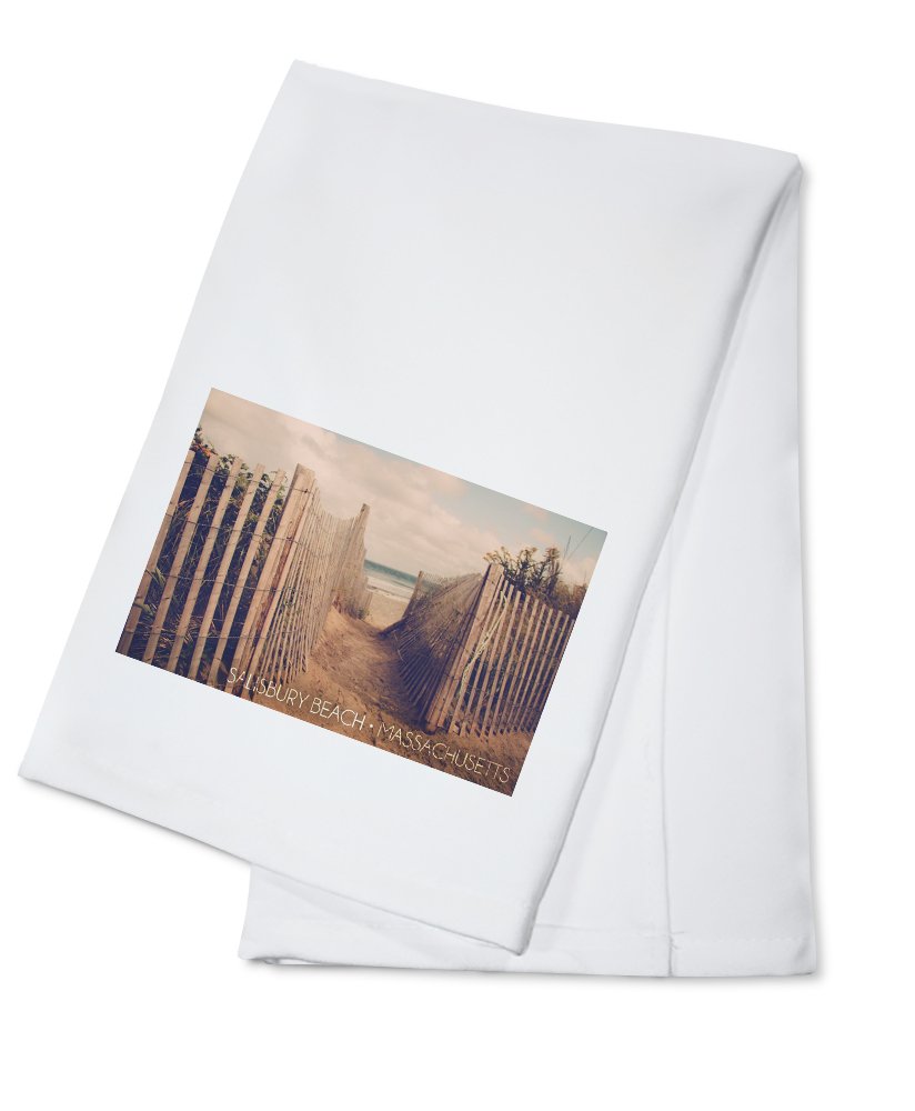Salisbury Beach Massachusetts Sandy Trail to Beach 100% Cotton Tea Towel - Decorative Hand Towel for Kitchen, Bathroom, and Coastal Home Decor