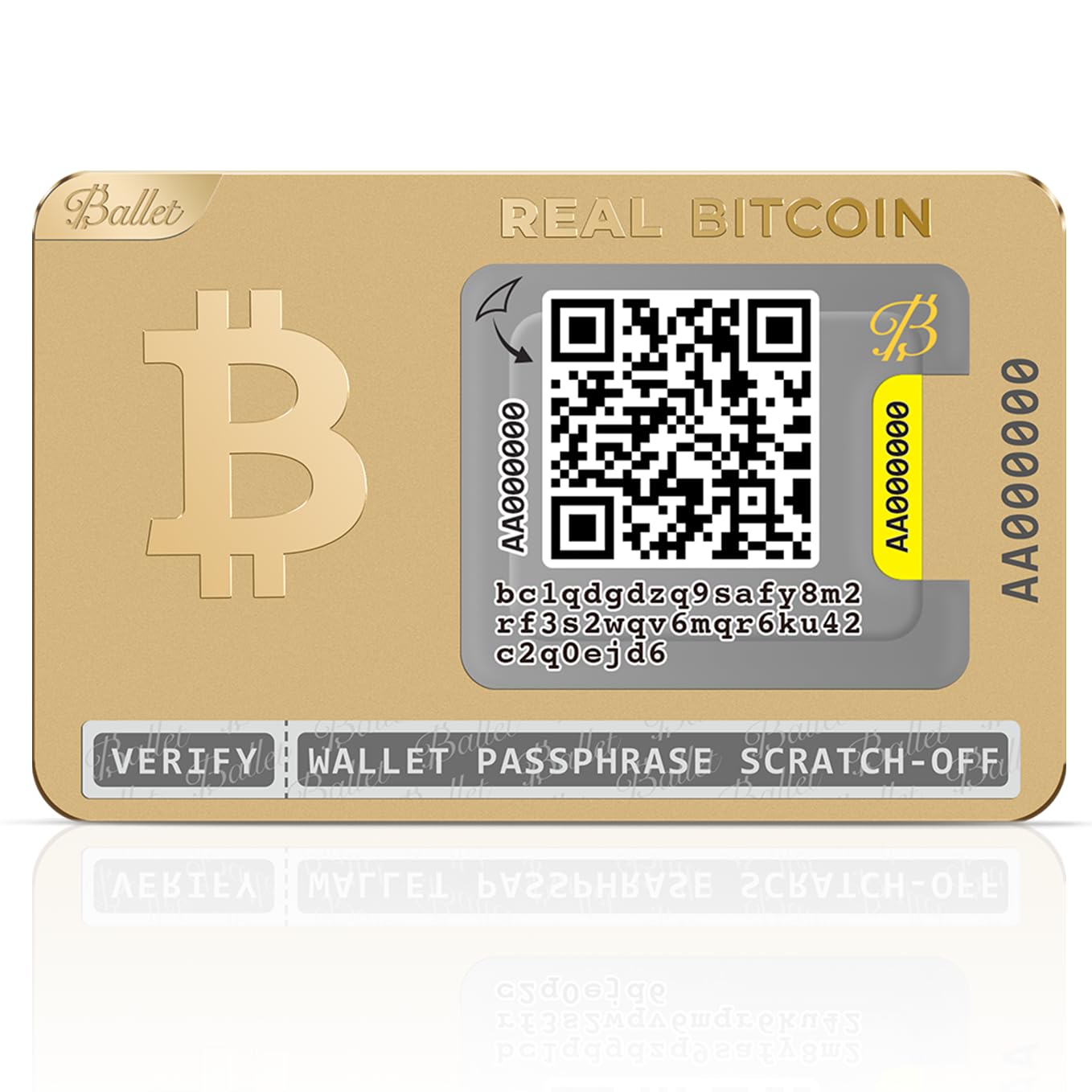 Ballet Real Bitcoin Gold Edition - Secure Crypto Cold Storage Card | Multi-Currency & NFT Hardware Wallet for Bitcoin, Ethereum & More | Ideal for Travel, Gifting & Long-Term Crypto Storage