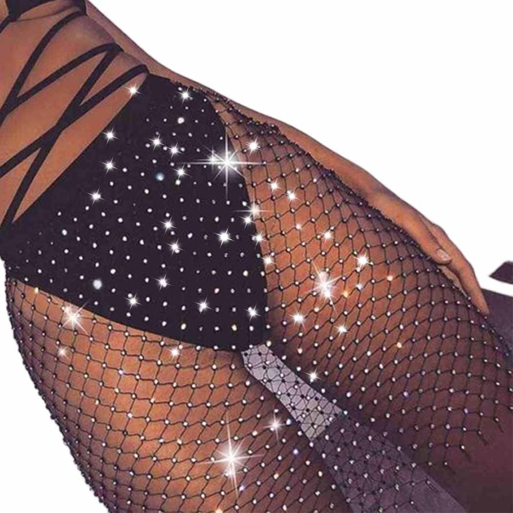 Black Rhinestone Mesh Body Chain - Sparkly Crystal Elastic Skirt Jewelry for Women | Perfect for Festivals, Parties, and Nightclub Outfits