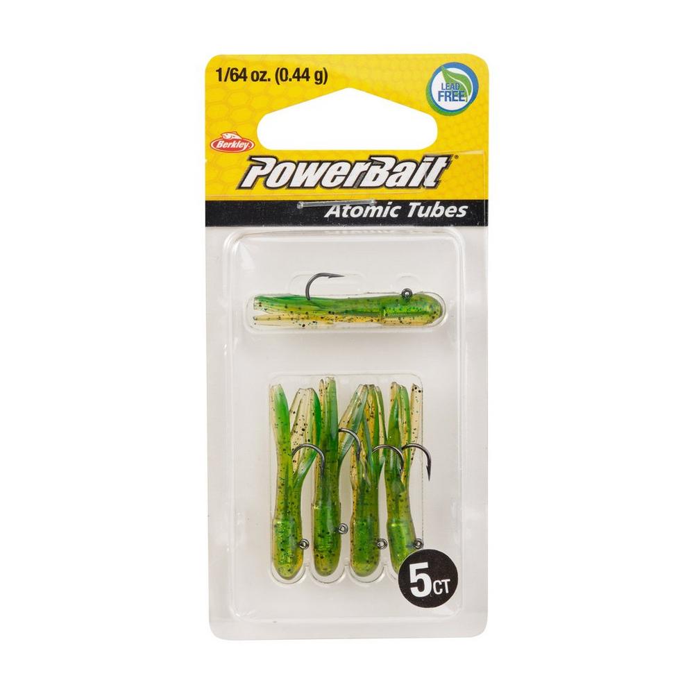 Berkley PowerBait Pre Rigged Atomic Tubes Fishing Lures - 5 Pack for Bass, Trout & Panfish - Perfect for Freshwater & Saltwater Fishing