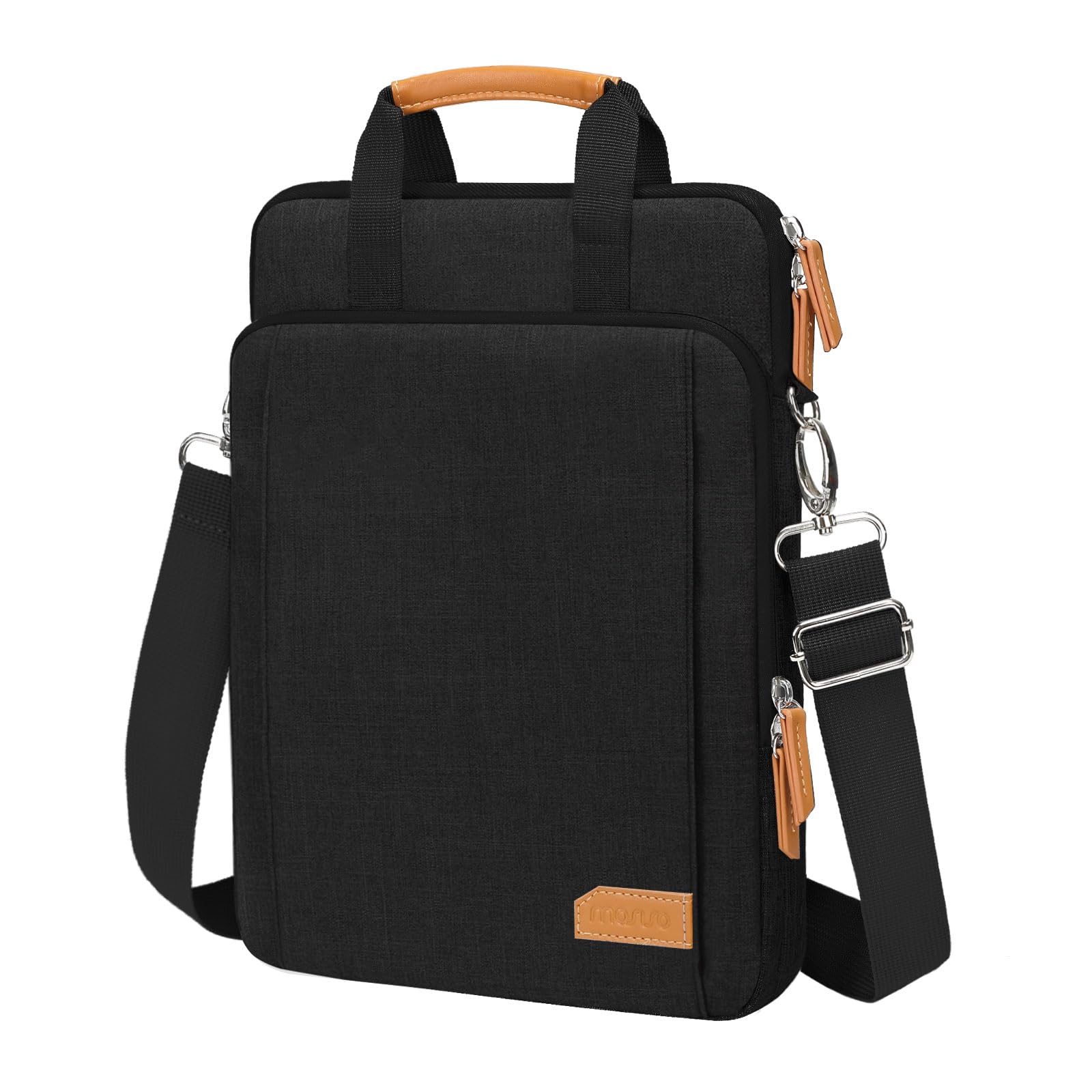 MOSISO 360 Protective Laptop Bag for 15.6-16 Inch Laptops - Vertical Computer Case Compatible with MacBook Pro, HP, Dell, Lenovo, Asus Notebooks - Shoulder Strap & Multiple Pockets - Ideal for Work, Travel & School (Black)