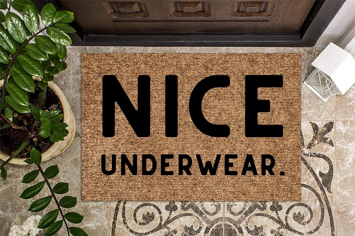 Funny Underwear Doormat - Humorous Welcome Mat for Front Door, Premium Quality Coir Entryway Rug, Durable & Non-Slip - Perfect for Bathroom, Laundry Room or Funny Housewarming Gift (STK1141)