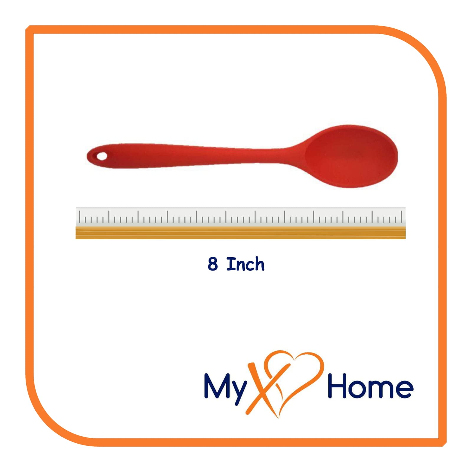 MyXOHome 8-Inch Red Silicone Spoons (2-Pack) - Heat-Resistant, BPA-Free Kitchen Utensils for Cooking, Baking & Serving - Perfect for Non-Stick Cookware & Everyday Meal Prep