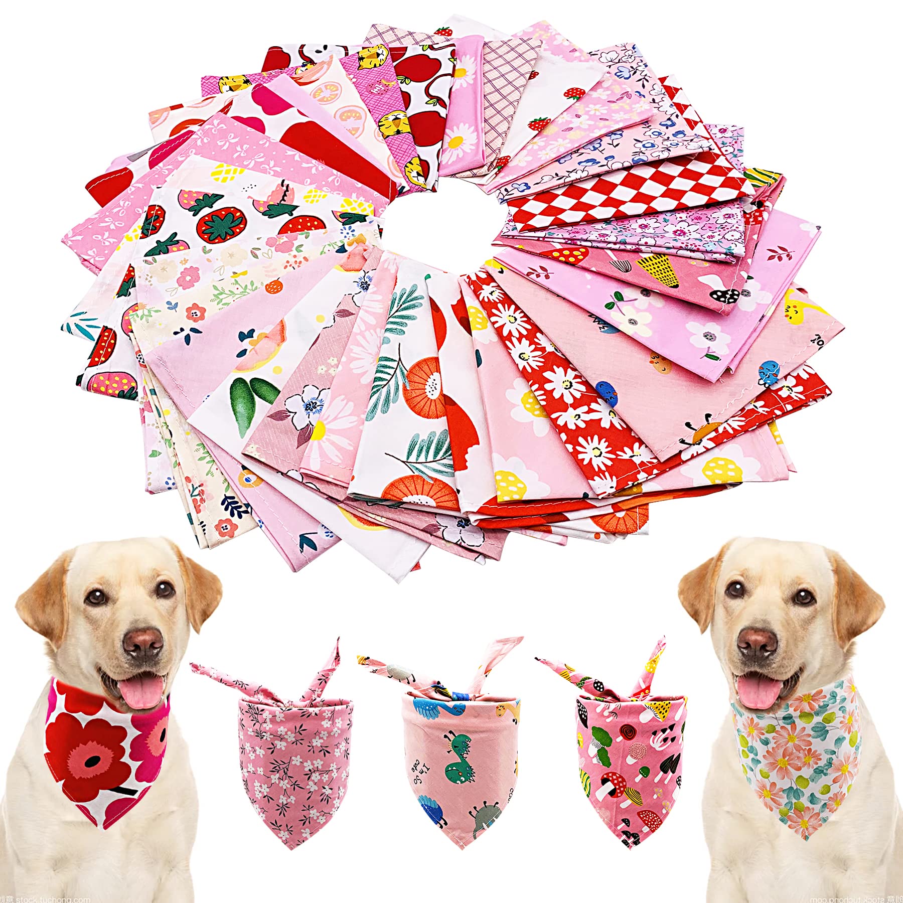 50pcs Bulk Washable Cotton Dog Bandanas for Small & Medium Dogs - Triangle Head Scarfs for Puppies, Cats & Female Pets - Photo Prop & Grooming Accessories (Perfect for Pet Shows, Birthday Parties & Daily Fashion)