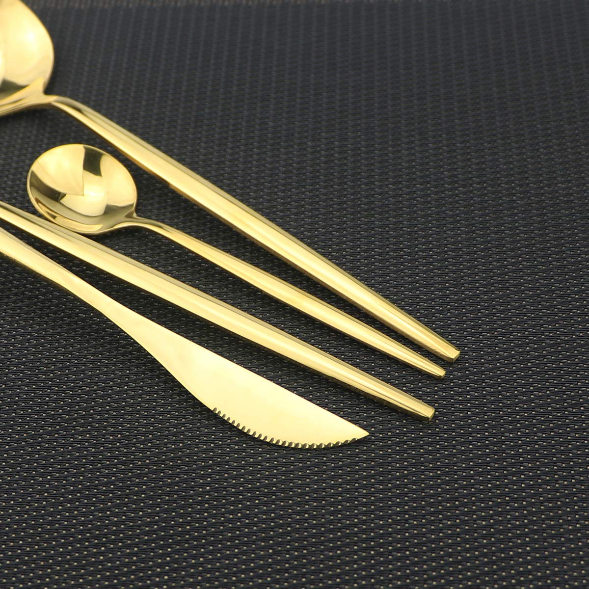 Premium Gugrida 24-Piece Silverware Set - 18/10 Stainless Steel Flatware Set with Mirror Polish (6 Forks, 6 Spoons, 6 Knives, 6 Teaspoons) - Durable Reusable Cutlery for Restaurants, Dinner Parties & Everyday Dining - Elegant Gold-Toned Utensils for Home & Hospitality Use