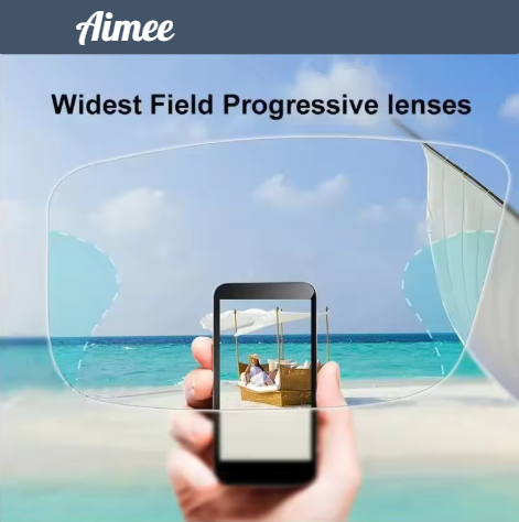 Aimee Wide Field Progressive Clear Lenses - HD Vision for Reading & Computer Use - Premium Anti-Fatigue Eyewear for Office Work & Daily Activities