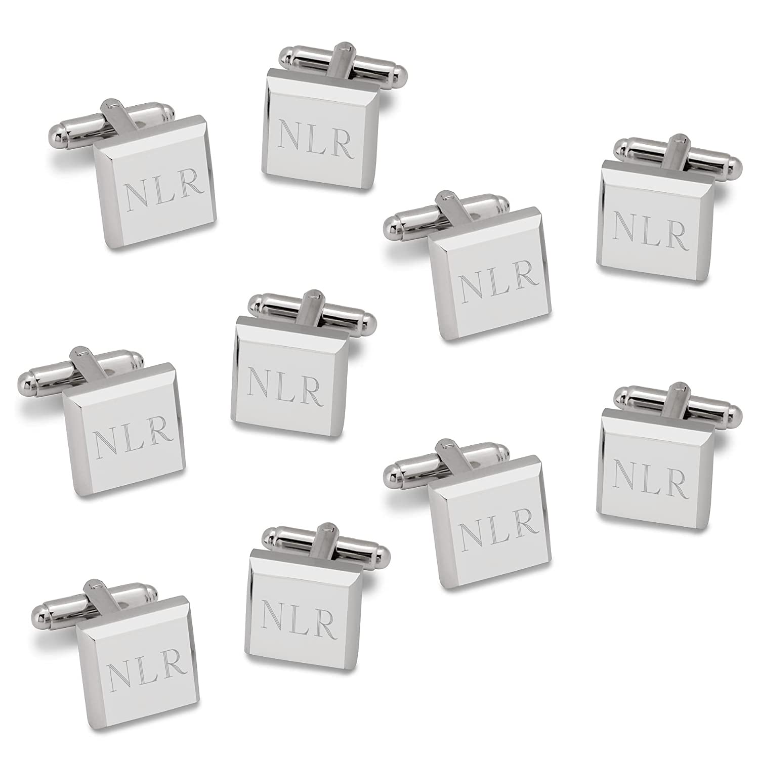 Personalized Men's Cufflinks Set of 5 - Elegant Wedding Cufflinks for Groomsmen, Groom, Father of the Bride & Groom - Perfect for Weddings, Proms & Formal Events