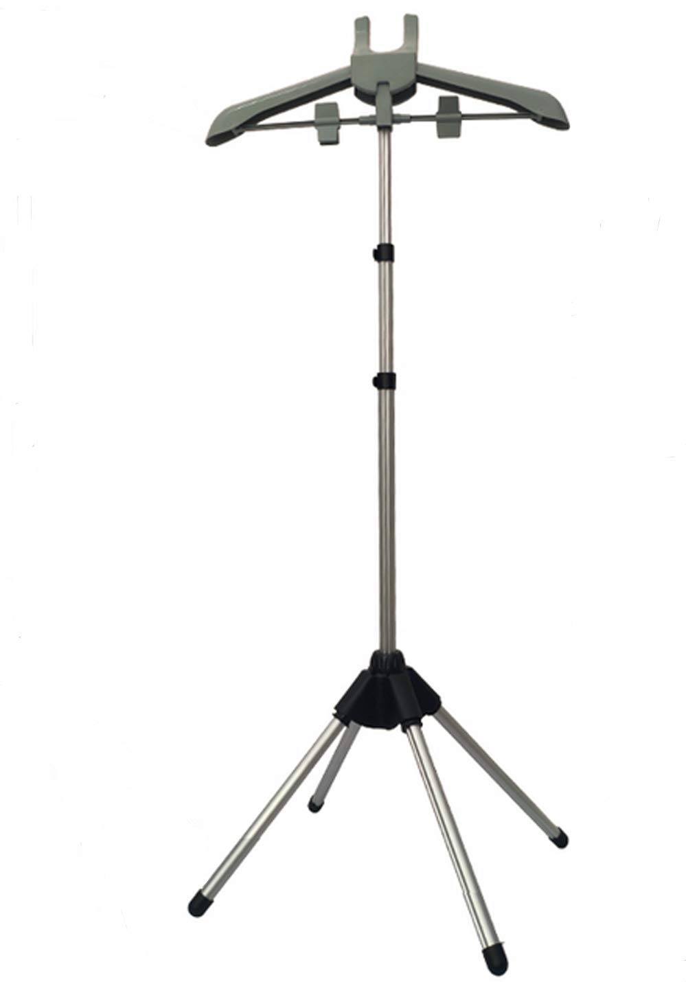 Multi-Purpose Garment Hanger & Drying Rack with Handheld Clothes Steamer Holder - Adjustable Telescopic Folding Hanger for Pants, Fabric Steamer & Ironing Accessories (Gray) | Perfect for Home Laundry, Closet Organization & Travel Steamers