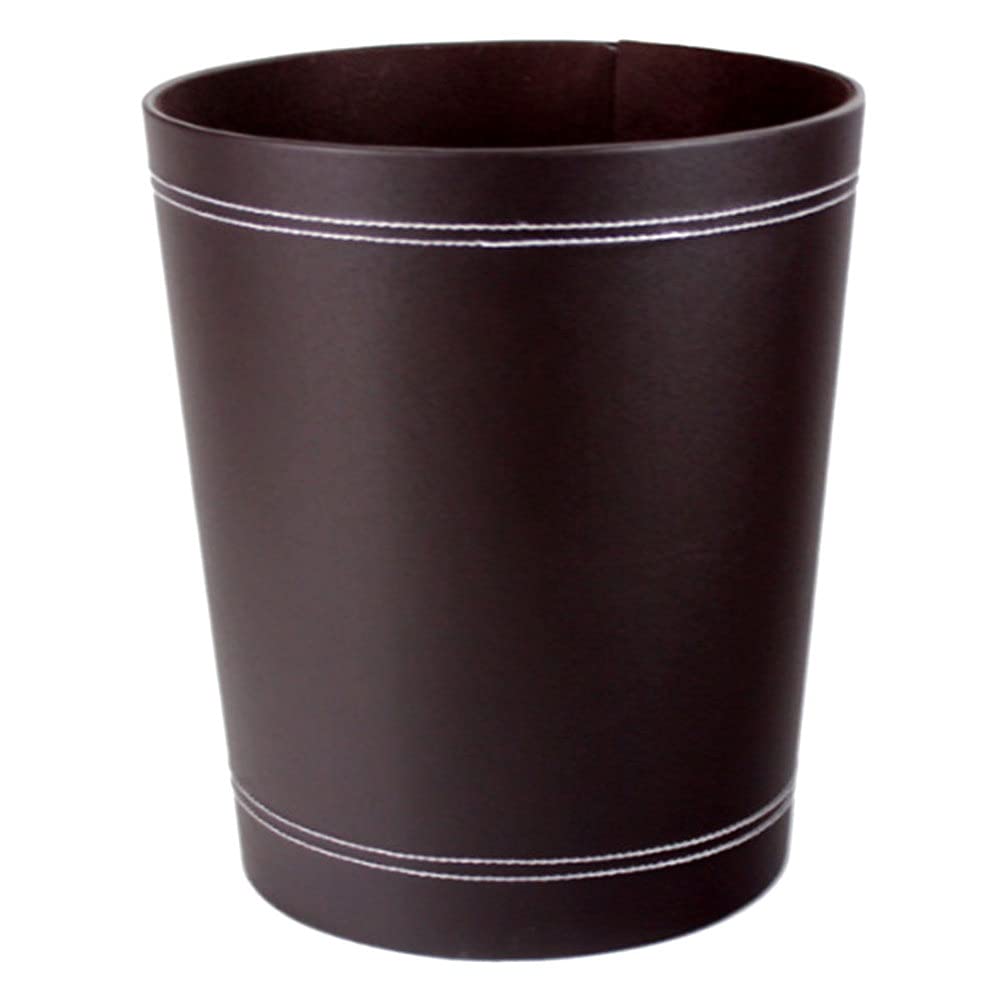 Cabilock 1pc Round PU Trash Can with Lid - Small Waste Basket for Bedroom, Bathroom, Office, Car & Recycling | Durable Dustbin for Home & Travel Use