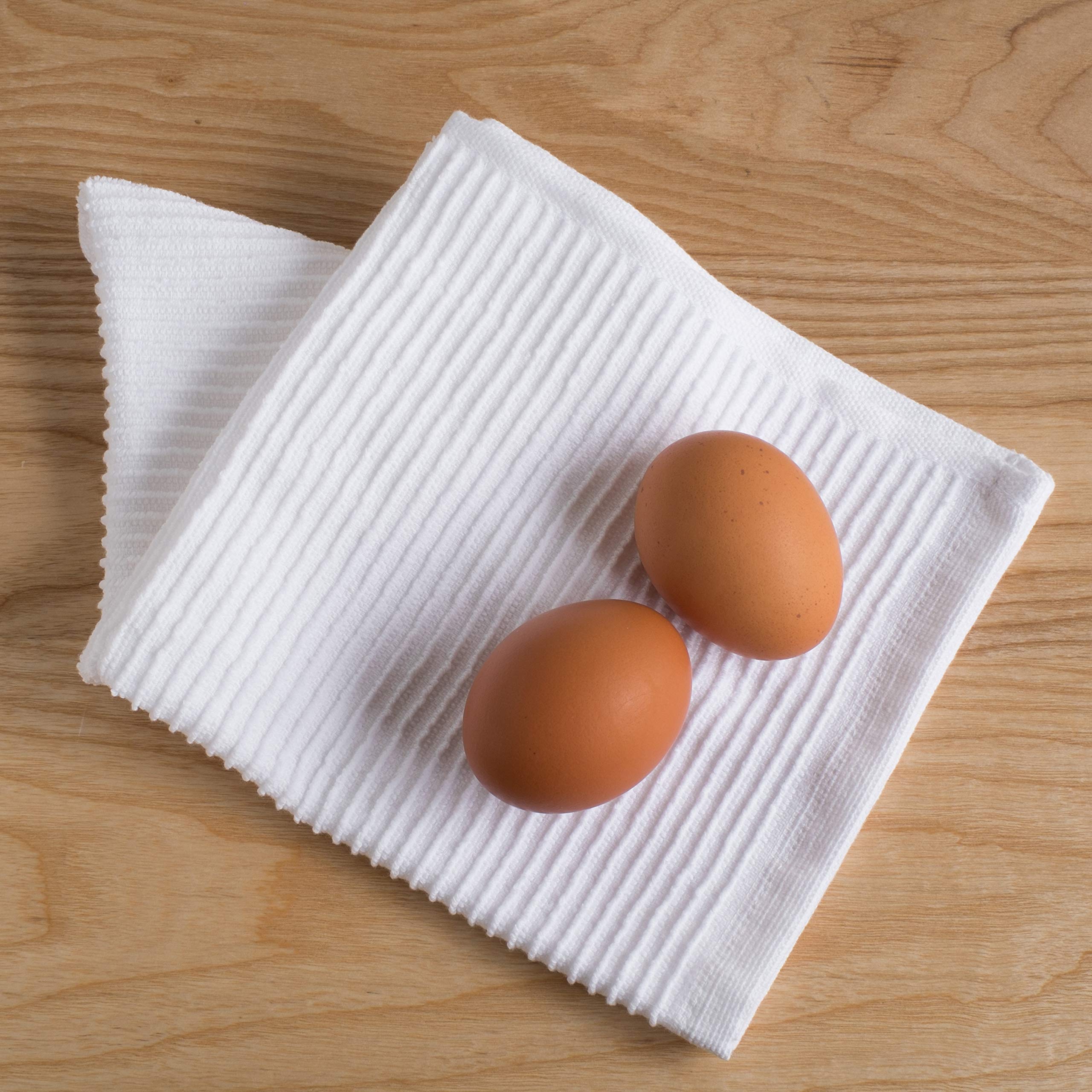 Now Designs Ripple Kitchen Dishcloth Set of 4 - Premium Absorbent White Dish Towels for Washing Dishes, Cleaning Countertops & Drying Hands - Perfect for Kitchen, Dining & Household Use