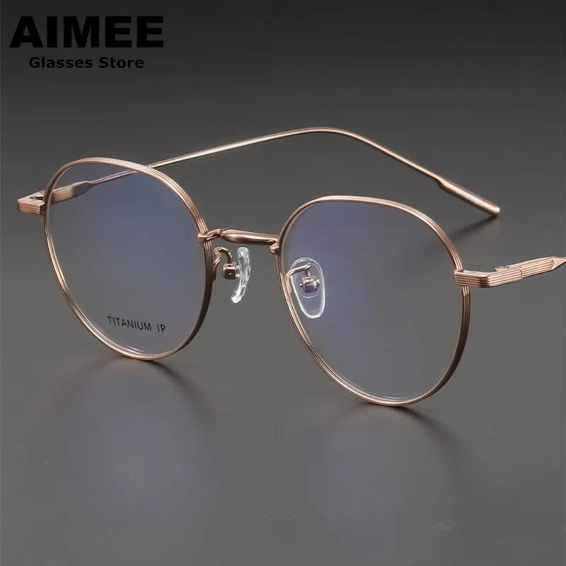 Aimee Women's Full Rim Flat Top Round Titanium Eyeglasses Frame 13850 - Lightweight & Durable for Work, Reading & Fashion