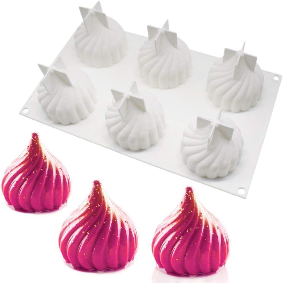 RKPM HOMES 6-Cavity Spiral Chocolate Fondant Mold - 3D Onion Silicone Cupcake Mould for DIY Cake Decorating, Modak Molds for Handmade Polymer Mousse, Candy, Cookies, Muffins & Resin Wax Candles | Perfect for Birthday Parties, Wedding Desserts & Holiday Baking