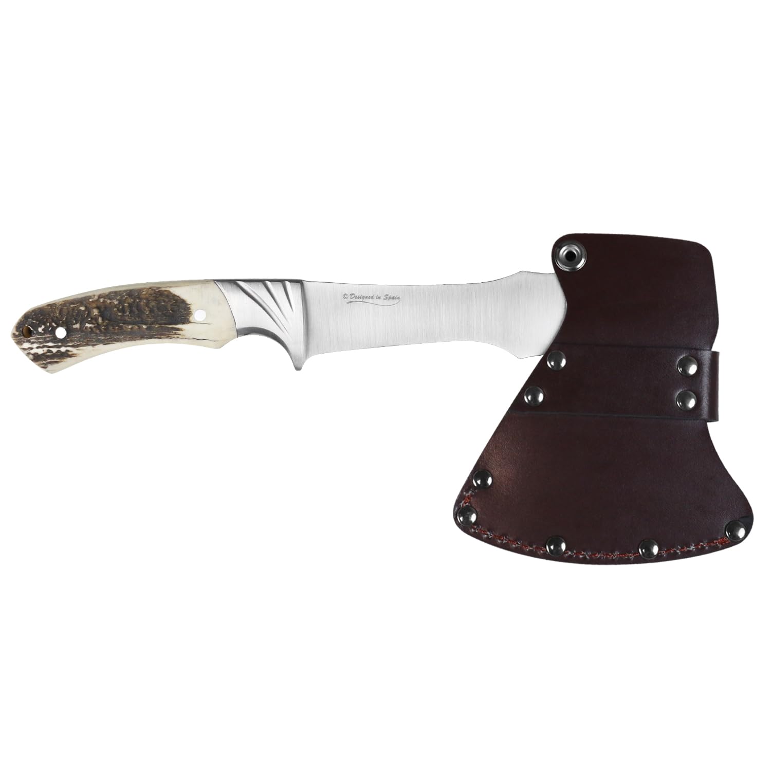 iFIELD Survival Axe - 6.6 Inch Stainless Steel Blade, 11.4 Inch Overall - Camping Axe with Leather Sheath for Outdoor Activities, Hiking, Fishing & Hunting | Perfect for Campers, Adventurers & Survivalists