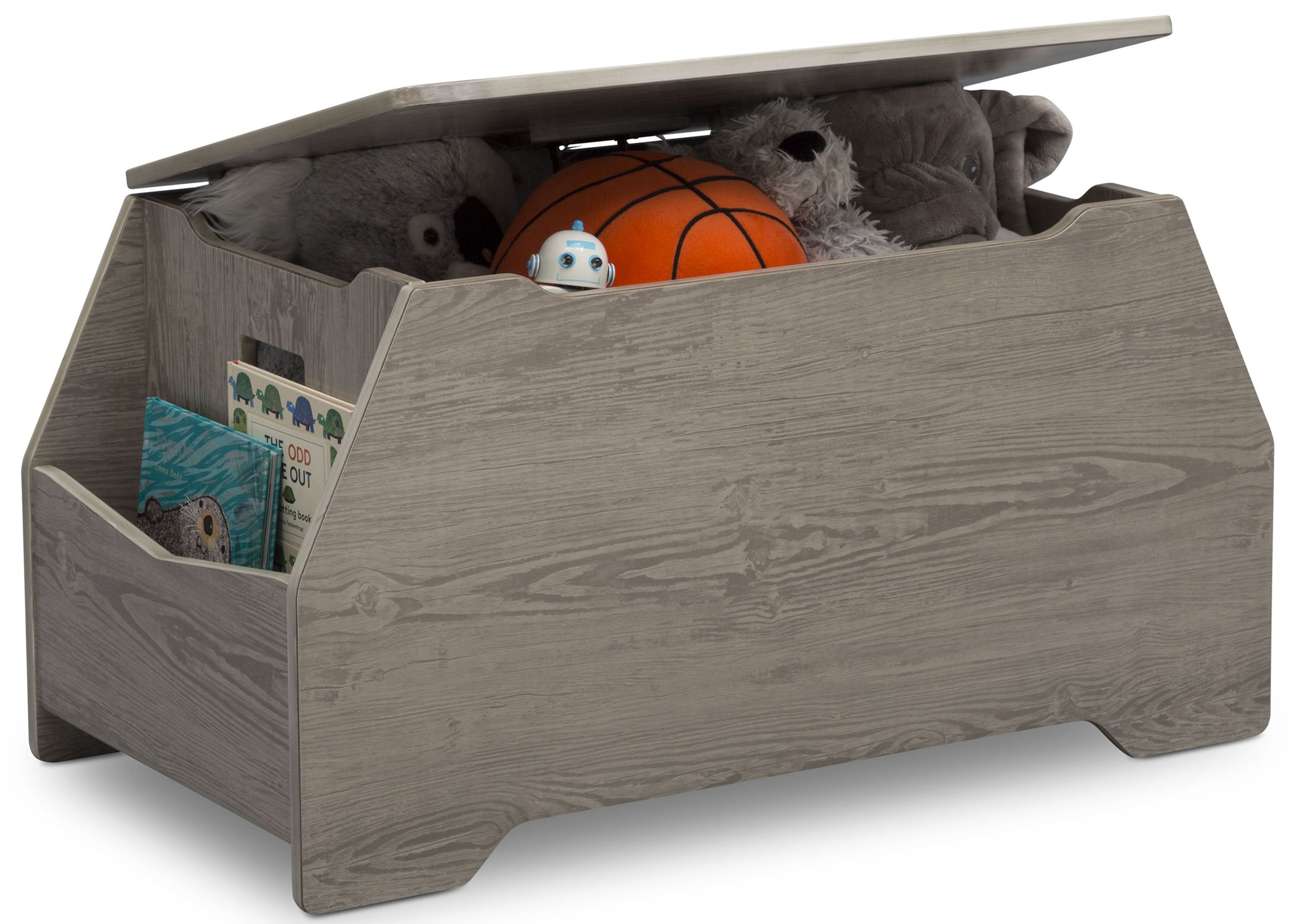 Signature Wooden Toy Box with Book Storage - Kids Room Organization & Nursery Decor for Toys, Books, and Playroom Essentials