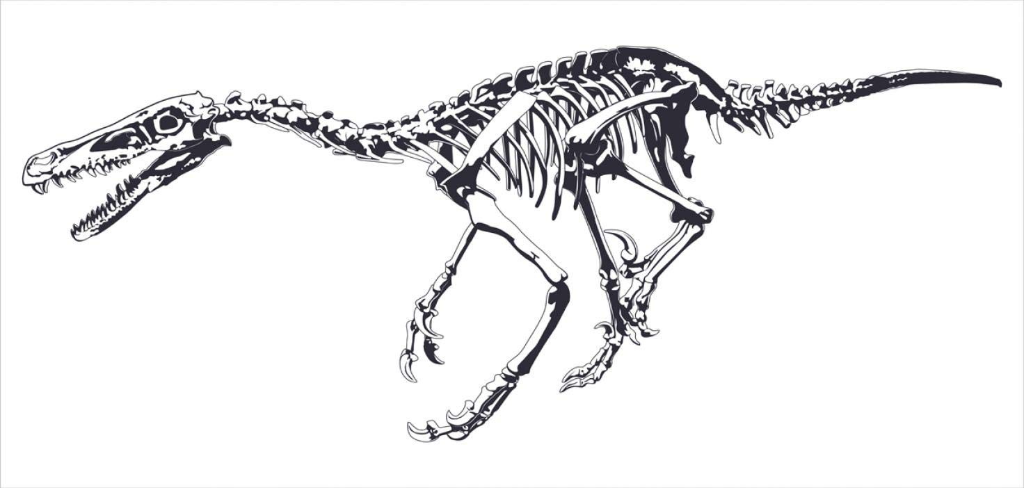 Ambesonne Dinosaur Skeleton Mug - 15oz Ceramic Coffee Cup with Prehistoric Raptor Bones Design for Tea, Hot Chocolate & Cold Drinks - Perfect Gift for Paleontology Lovers & Jurassic Themed Parties (Black & White)