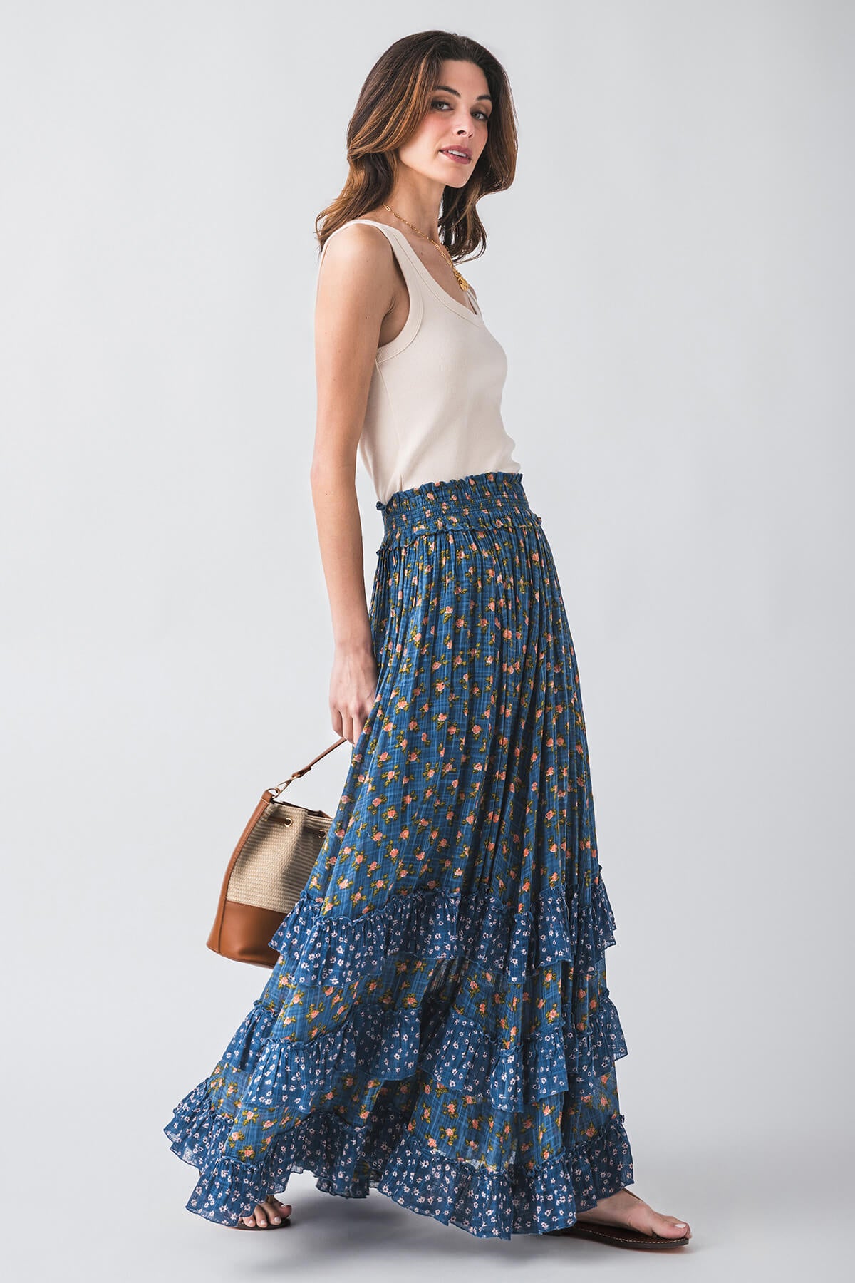 Free People Brynn Printed Maxi Skirt - Boho Floral Long Skirt for Women | Perfect for Beach Vacations, Music Festivals & Summer Outfits