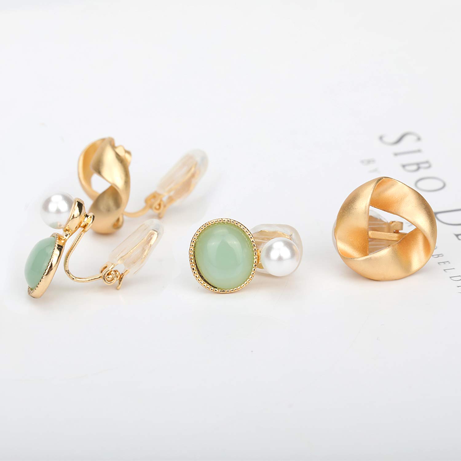 8 Pairs Clip On Earrings for Women - Non Pierced Rose Flower CZ Pearl Twist Knot Jewelry Set | Hypoallergenic Fashion Earrings for Parties, Weddings & Daily Wear