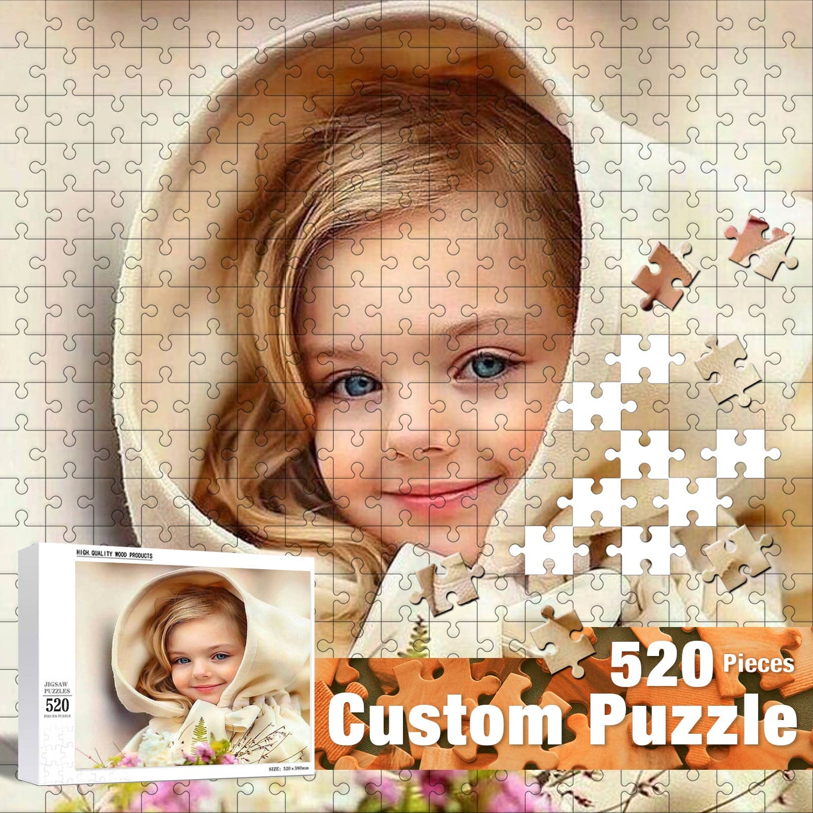 LOVIERA Custom 520-Piece Personalized Jigsaw Puzzle for Adults & Kids - Create Your Own Puzzle (20.4x14.9in) - Perfect Gift for Family & Friends | Birthday, Anniversary, Christmas & Home Decor