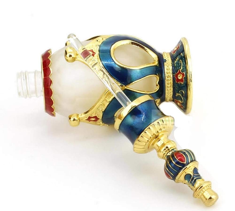 0.67oz Crown-Shaped Refillable Perfume Bottle - Elegant Glass & Metal Essential Oil Container for Aromatherapy & Travel (Blue) - Perfect for DIY Fragrances, Gifts & Home Decor