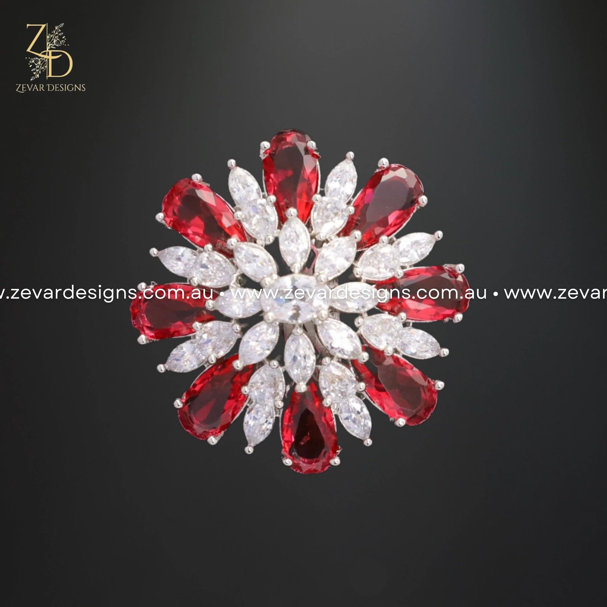 Zircon & Ruby Engagement Ring for Women – Elegant Wedding Band, Anniversary Gift, Promise Ring – Perfect for Proposals, Bridal Jewelry, and Special Occasions
